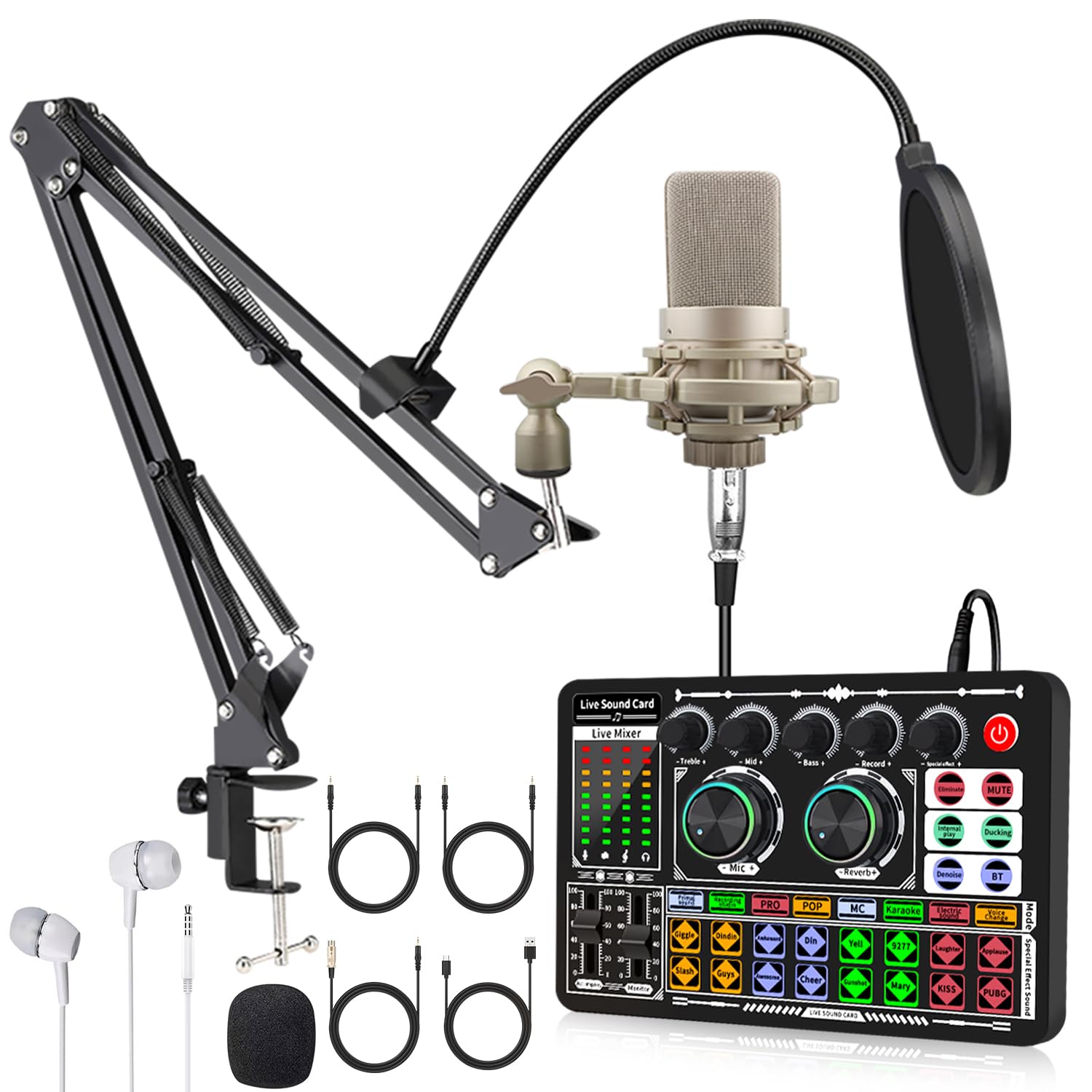 F999+103 conjunto de equipamentos de podcast, estúdio de gravação