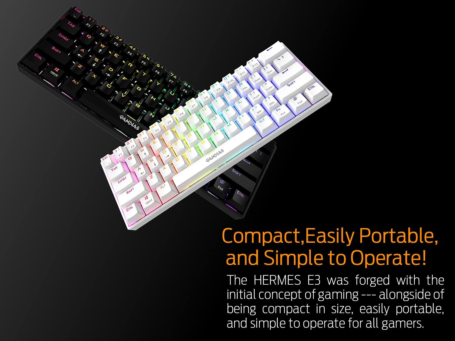 GAMDIAS Hermes E3 RGB Mechanical Gaming Keyboard Blue Switch with 19 Built-in Lighting Effects Certified Optical Switches and N-Key Rollover & Anti-Ghosting Functionality (Hermes E3 Black)