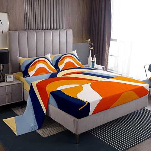 Miniatura 8 de Erosebridal Sábanas matrimoniales de mármol azul, sábanas y fundas de almohada, sábanas de arte abstracto, juego de sábanas de acuarela de arte