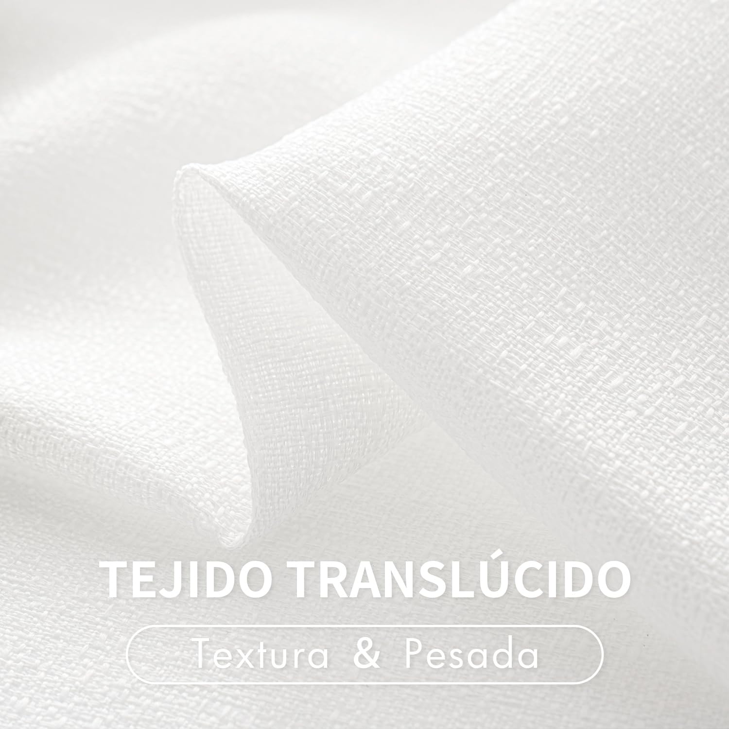 MIULEE Cortinas Translucidas Poliéster Lino con Ojales Visillos de Dormitorio Moderno Ventana Salon Habitacion Cuarto Dormitorio Comedor Cocina 140x245 cm Blanco Puro