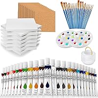 YZLIANGYUAN 12PCS 4x4 White Ceramic Coaster Tiles Kit - Unglazed DIY Paint Set with 24 Acrylic Colors, 20 Brushes, Palettes & Cork Backs