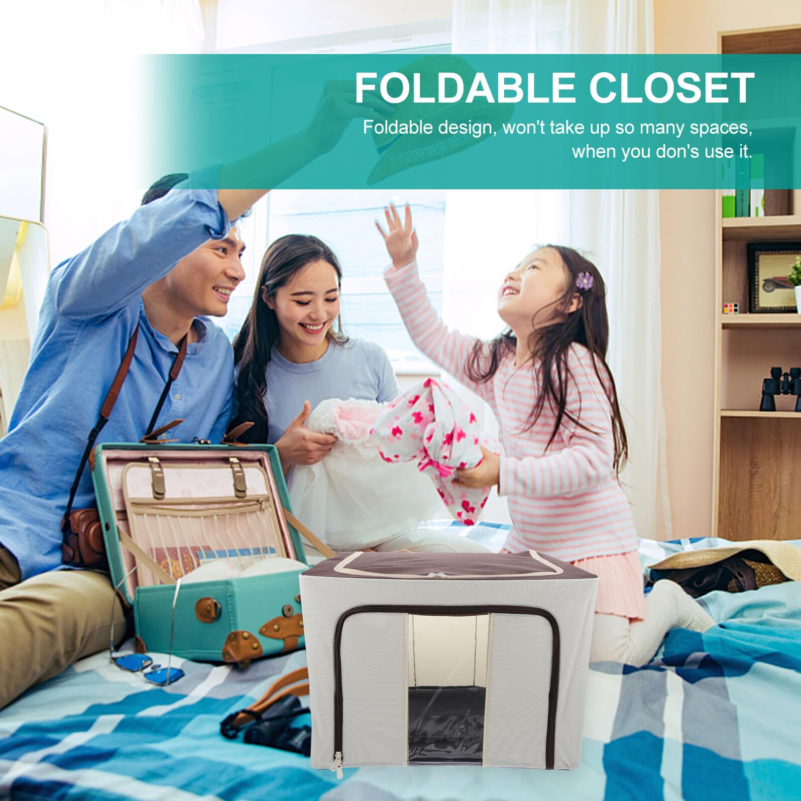 jojofuny Faltbare Sortierbox aus Vliesstoff 72l mit Stahlgestell