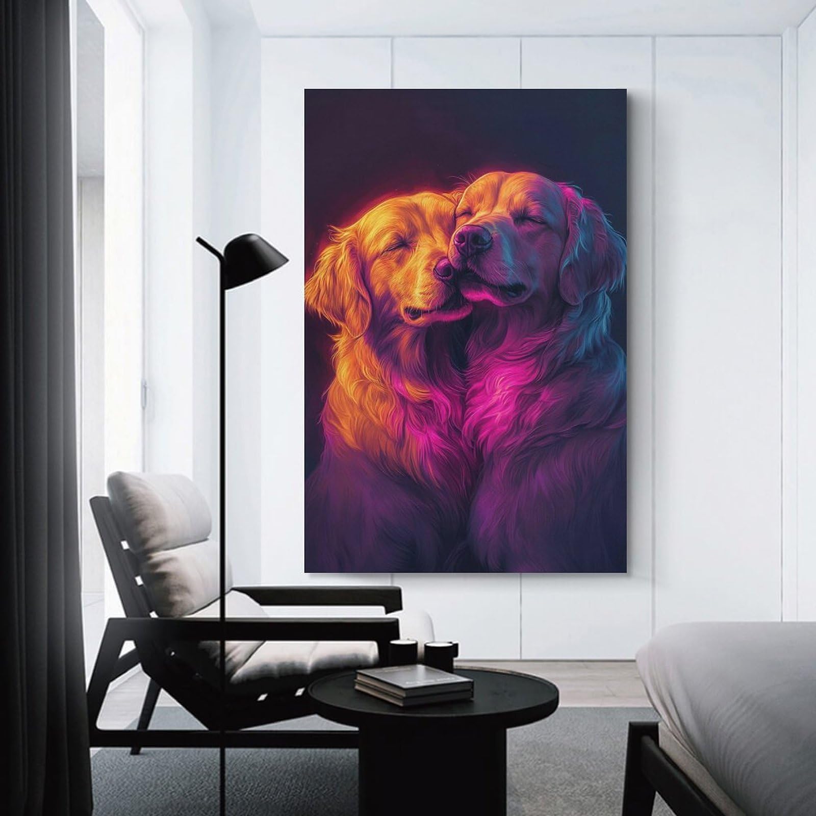 Junmoney Golden Retriever Wall Art Wall Picture Print 24x36inch(60x90cm), for Bedroom Decor, Cosy Corners Or Studios, Home Artwork with A Soft Interior Feel