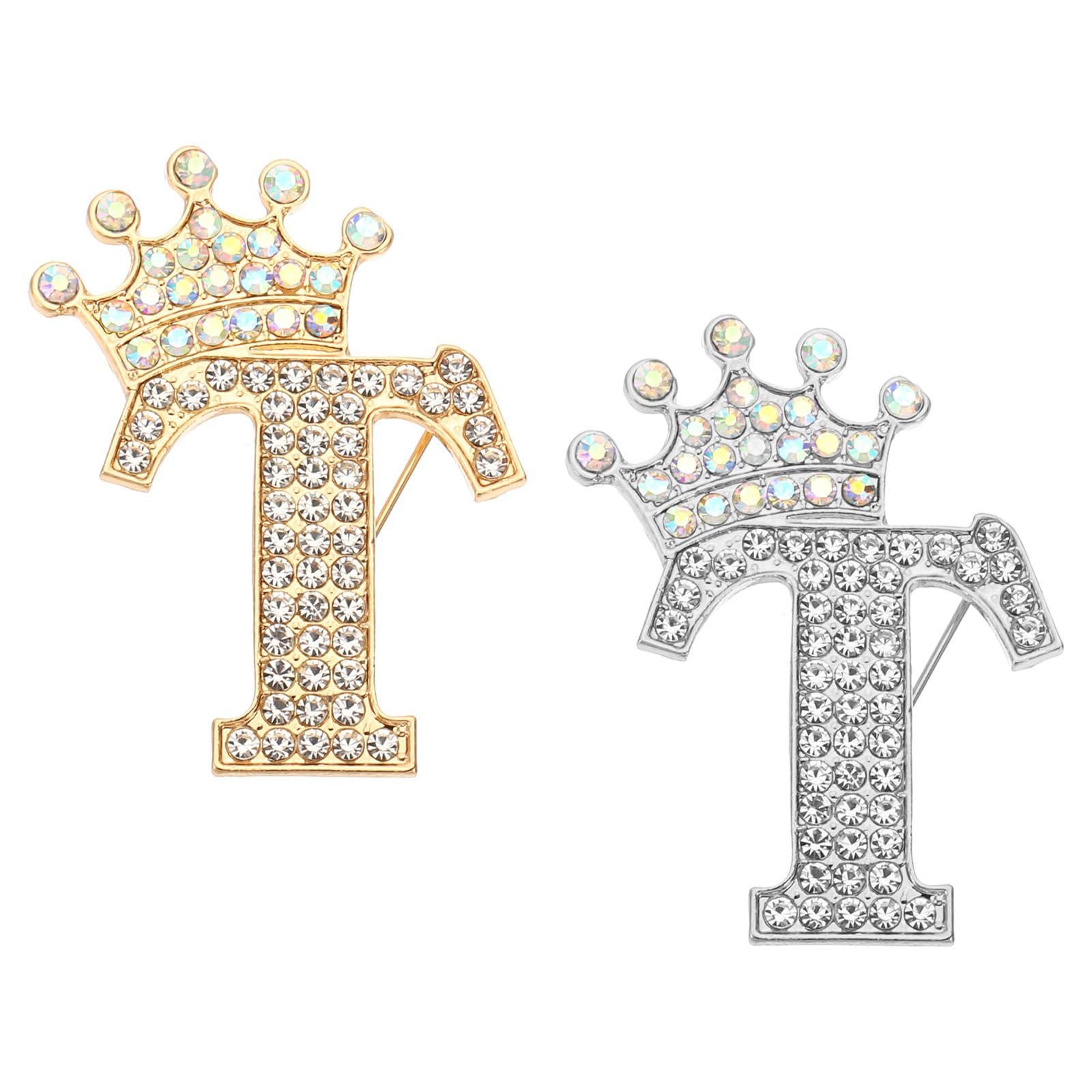 PATIKIL Letter Brooch Pins, Crown Initial Rhinestone Alphabet Letter Lapel Badges Pin for Women Suits Dress