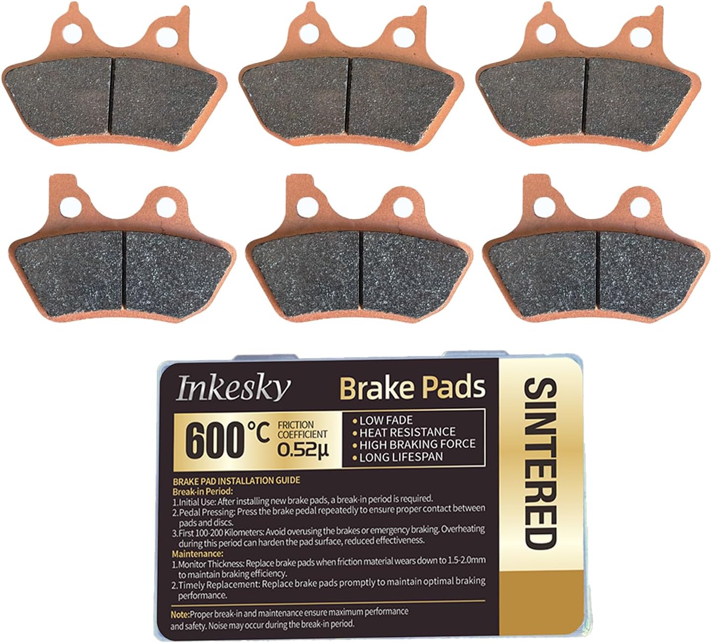 Brake Pads Compatible with Harley Davidson 2000-2007 / EBC - Sintered (Front & Rear, 3 Sets)