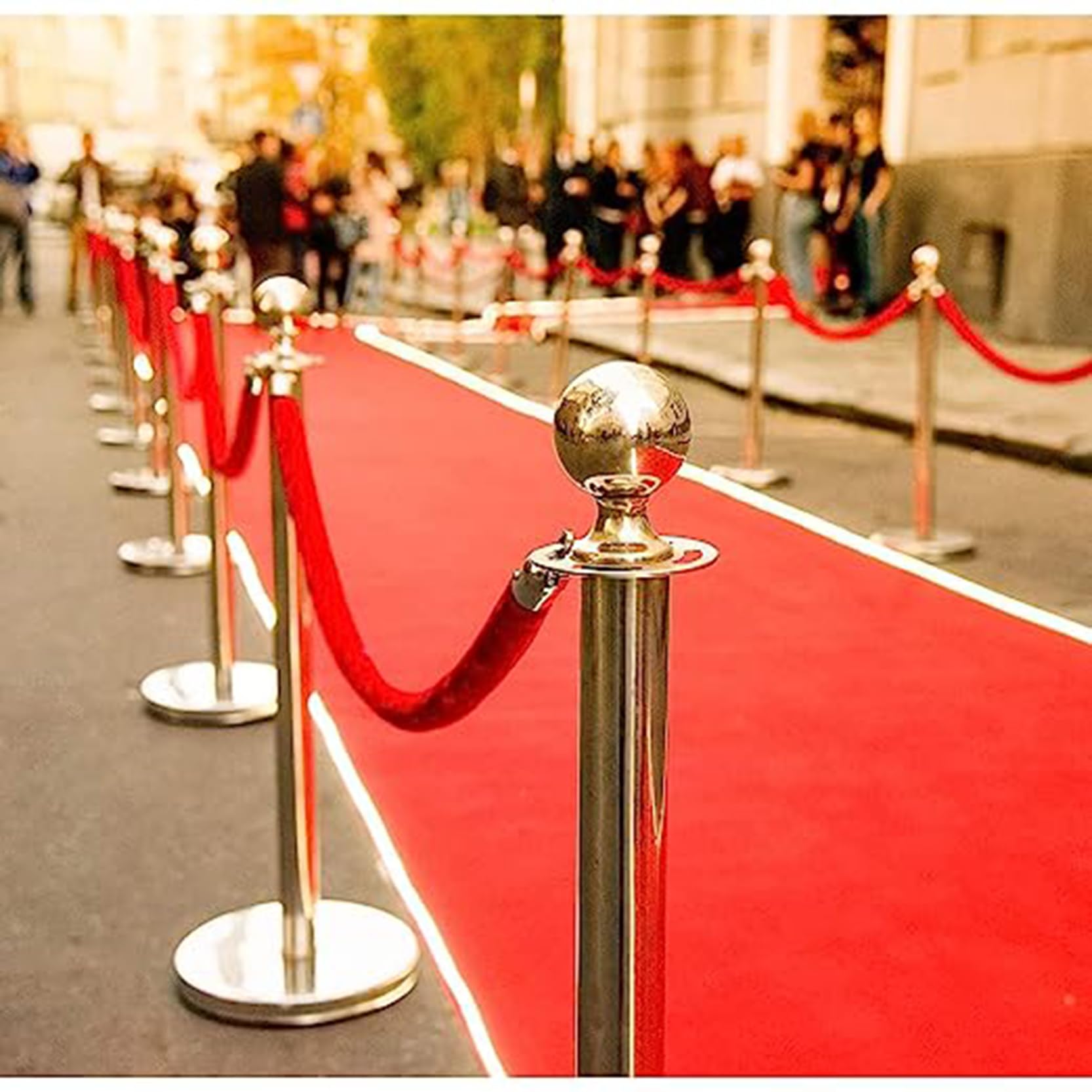 Cuerda de control de multitudes con ganchos dorados de 2 a 10 pies (60-305 cm), cuerda de barrera roja, ideal para restaurantes y hoteles, solución duradera de gestión de colas (tamaño: 90 cm)