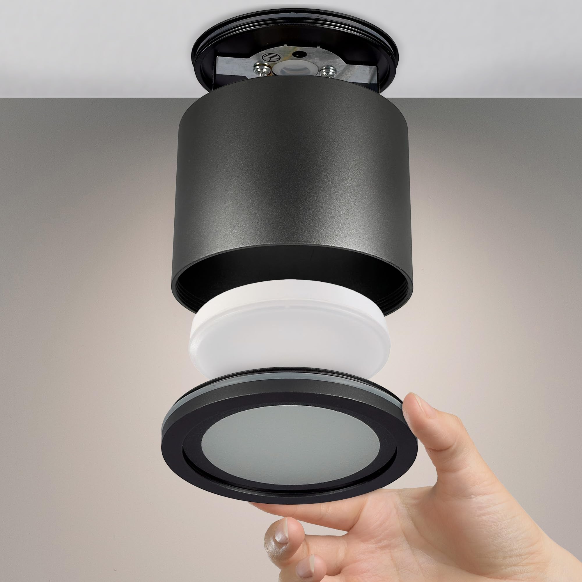 EDO Foco de Techo Superficie IP54 Exterior/Interior UMA Antracita Impermeable 230V - Ø90*60mm Moderna Lámpara de Techo Redonda de Aluminio Baño, Cocina Iluminación, Sin Fuente de Luz GX53