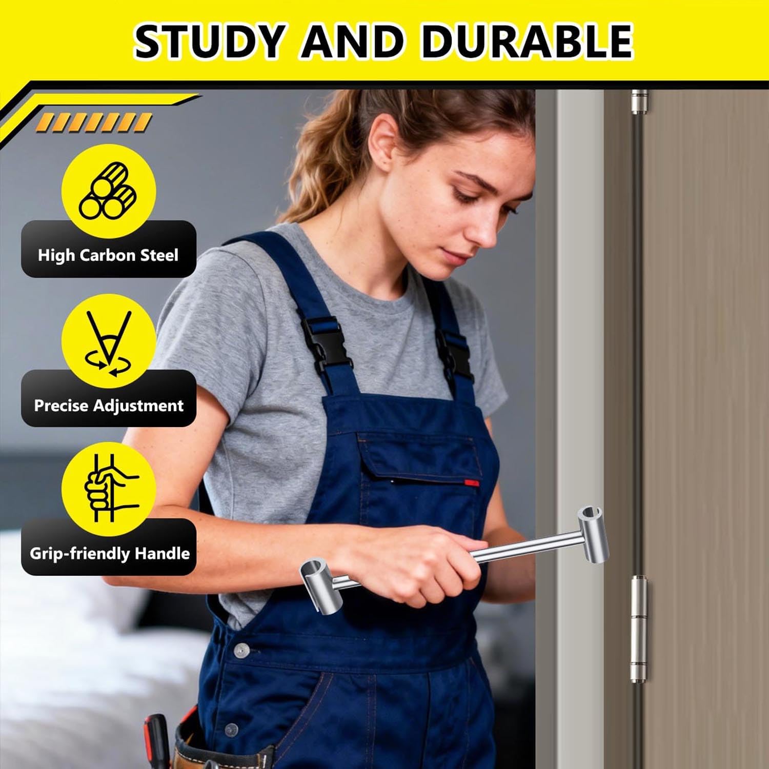 2026 Upgraded Door Hinge Adjustment Tool Compatible with Flag Hinges(0.32-0.55inch Diameter),Hinge Gap Adjusting Wrench for Residential Door,Fire Doors,etc.