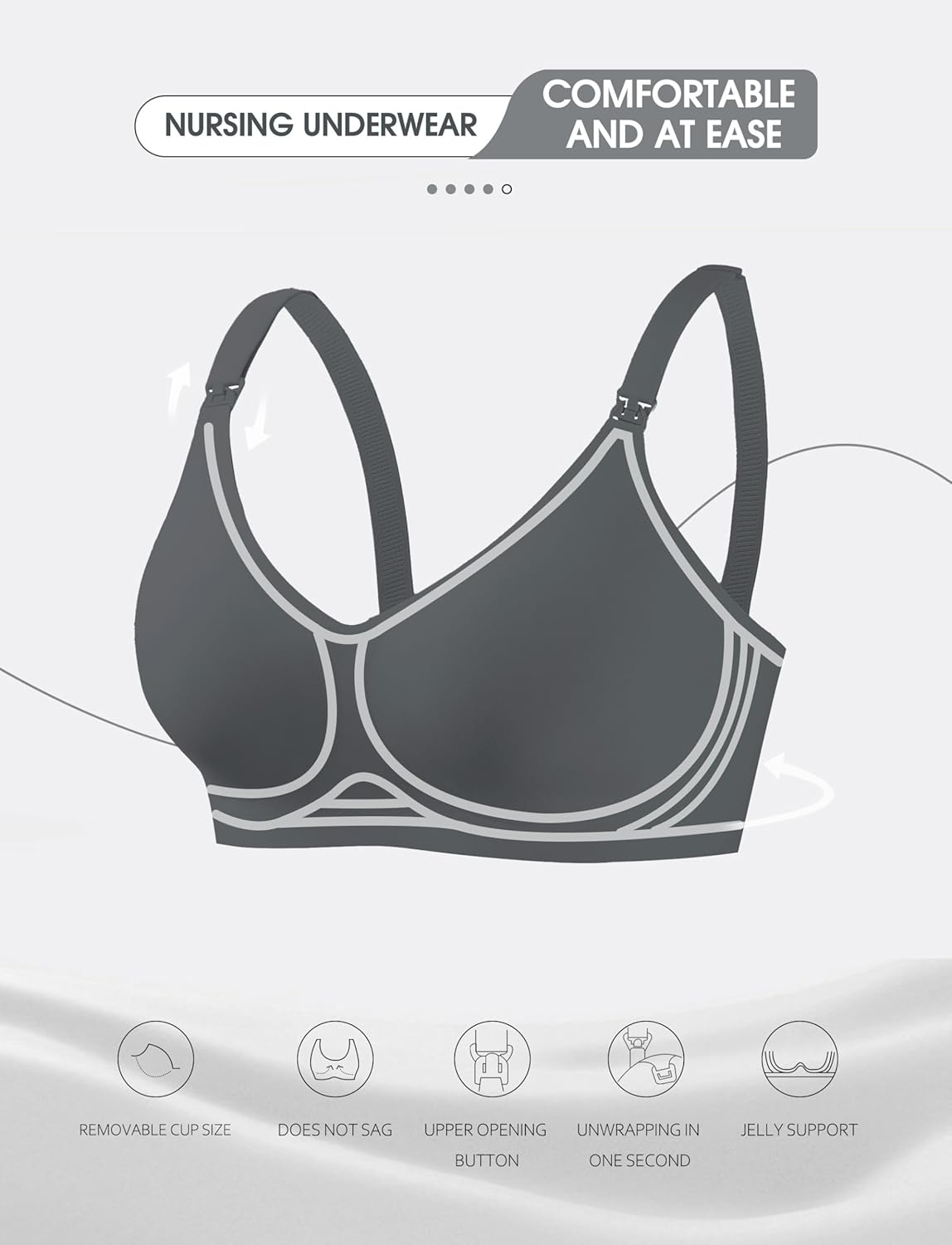 Women's Maternity Nursing Bra for Pregnancy & Breastfeeding - V Neck Seamless Wireless Bra - Image 5