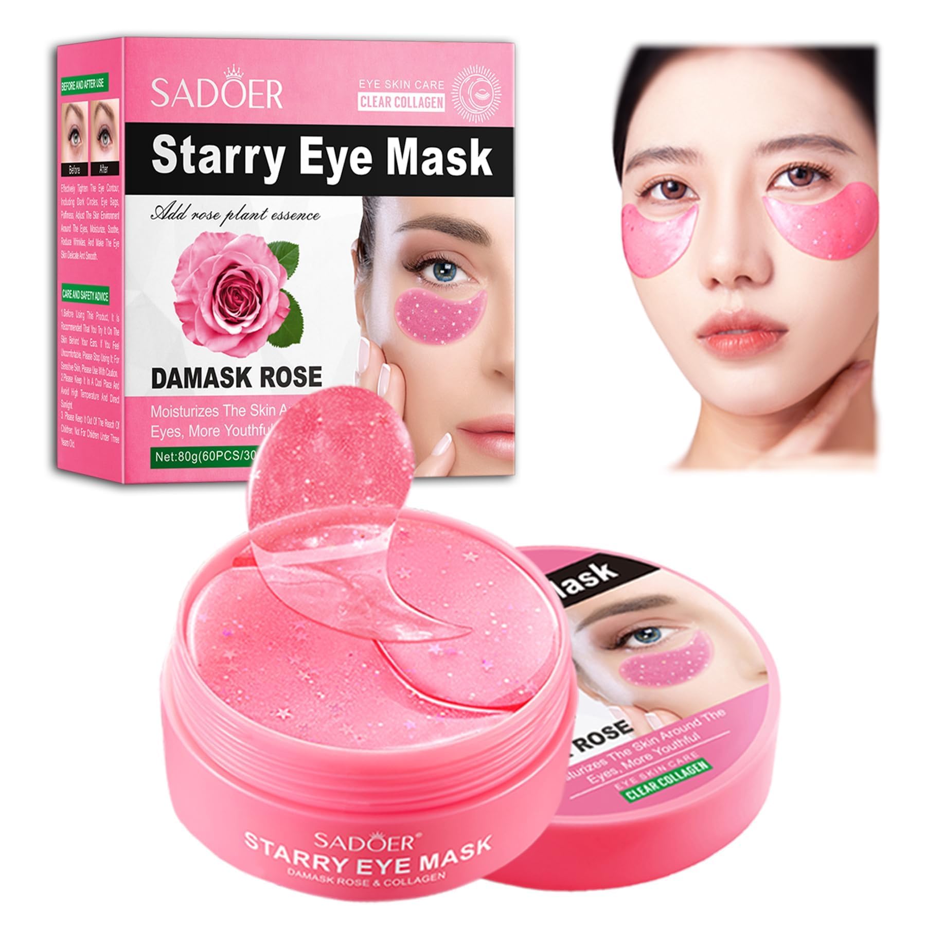 Under Eye Patches, Collagen Under Eye Mask, Dark Circles Under Eye Treatment, Puffy Eyes Bags Under Eyes Removal, Anti-Aging