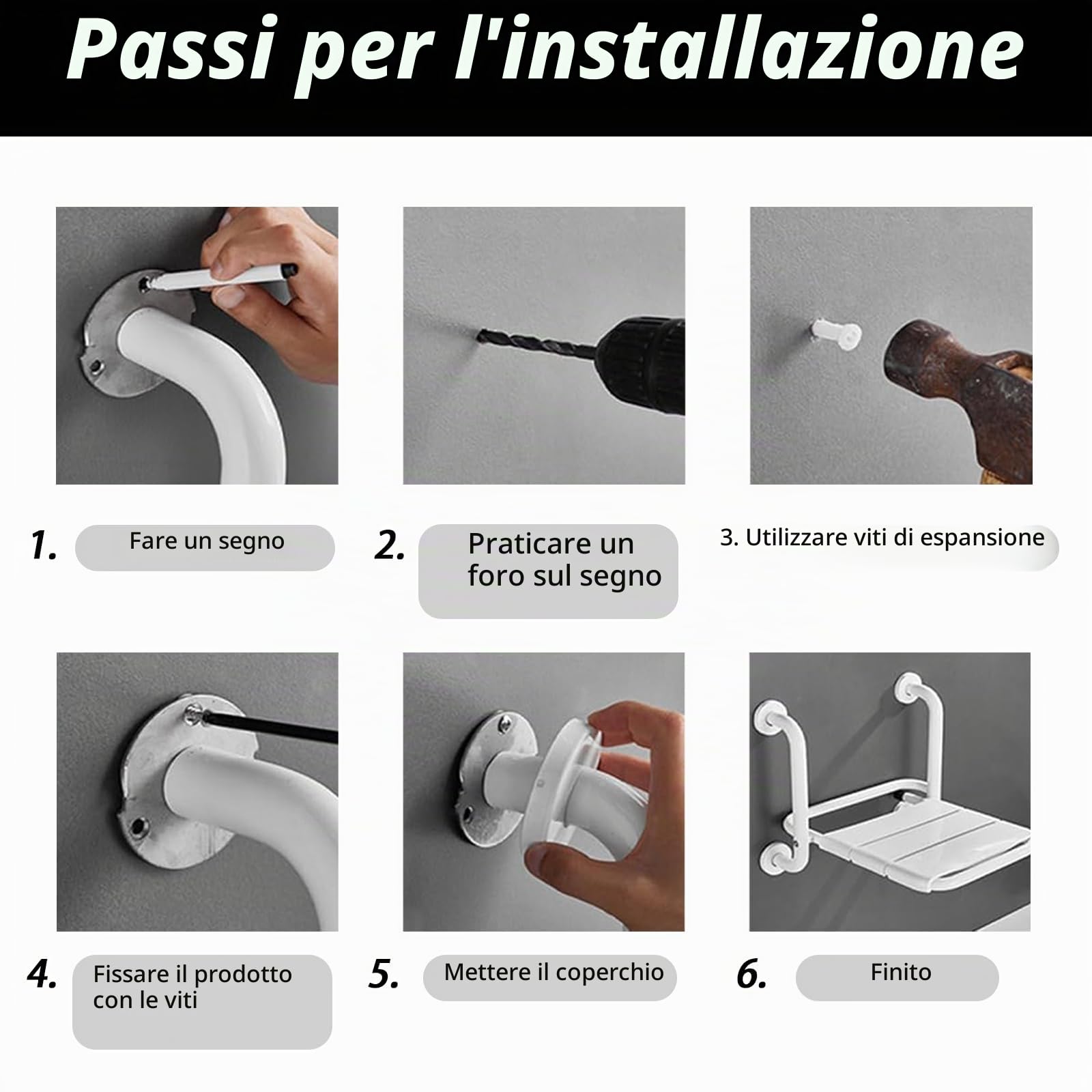 Sedile per Doccia a Parete, 2 In 1 Seggiolino Per Doccia Da Muro,Sedile per Vasca pieghevole Caricabile Con Bracciolo Per Il Bagno,sgabello Da Bagno Antiscivolo Per Anziani