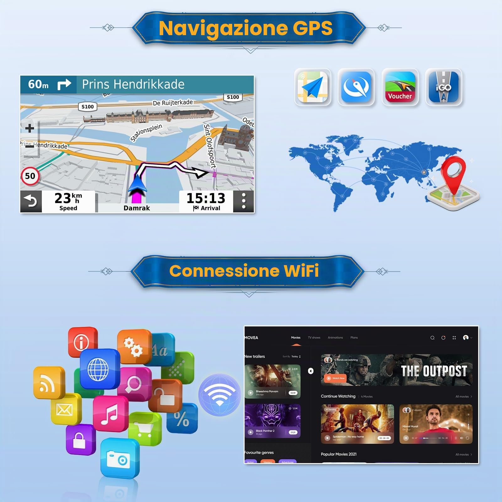 Inefala 2+64GB 9'' Android 15 Autoradio per Fiat Doblo/Opel Combo 2 DIN