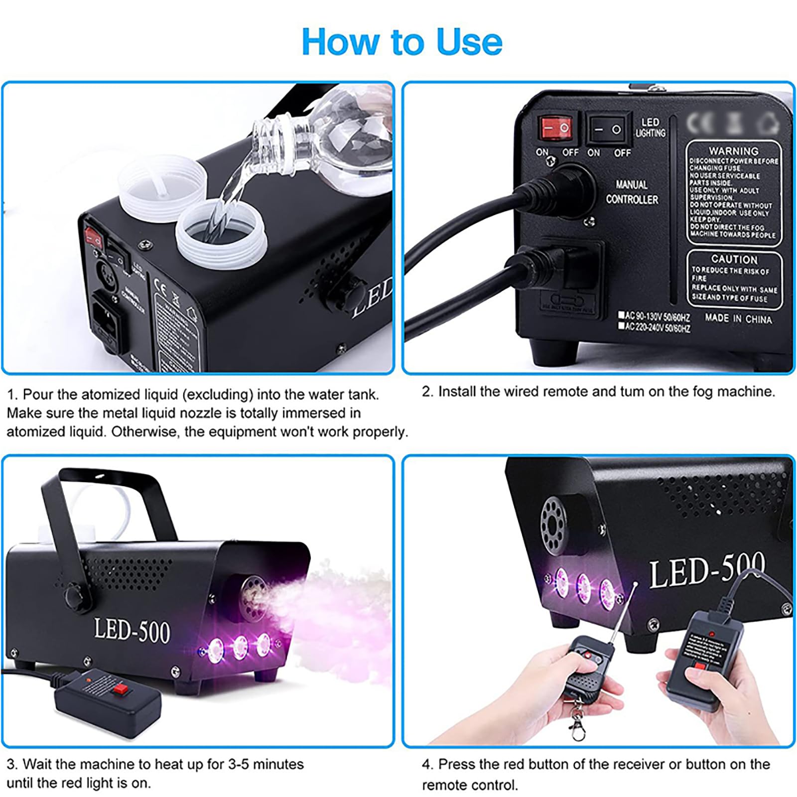 Amazon.co.jp: ミニフォグマシン、500Wスモークマシン、3つのLED