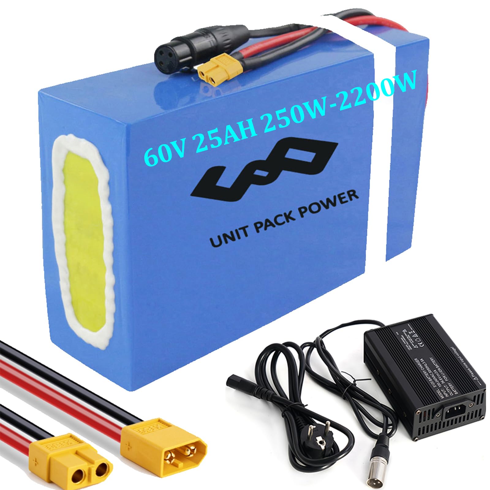 60V 25Ah Lithium-Ionen-Akku für 750W 1000W 2000W E-Scooter/Handcycle für Dreirad/Rollstuhl/Ebike Umbau Kit Accu - Radsatz Batterie