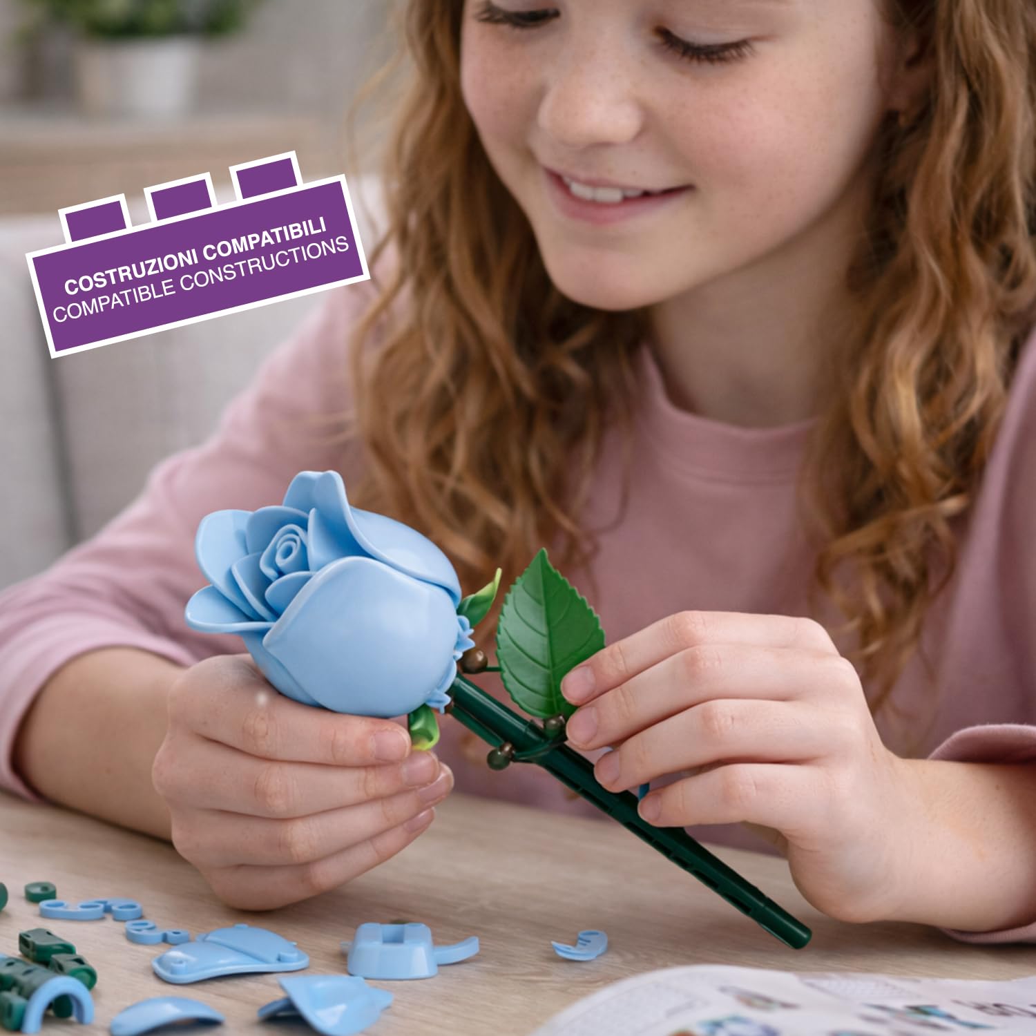 Flowers Rosa 3D para Construir, Set de Construcción de 50 Piezas, Flor Decorativa para Ensamblar, 4 Colores Surtidos, Juego Creativo para Mayores de 6 Años (Modelo Aleatorio) - 2