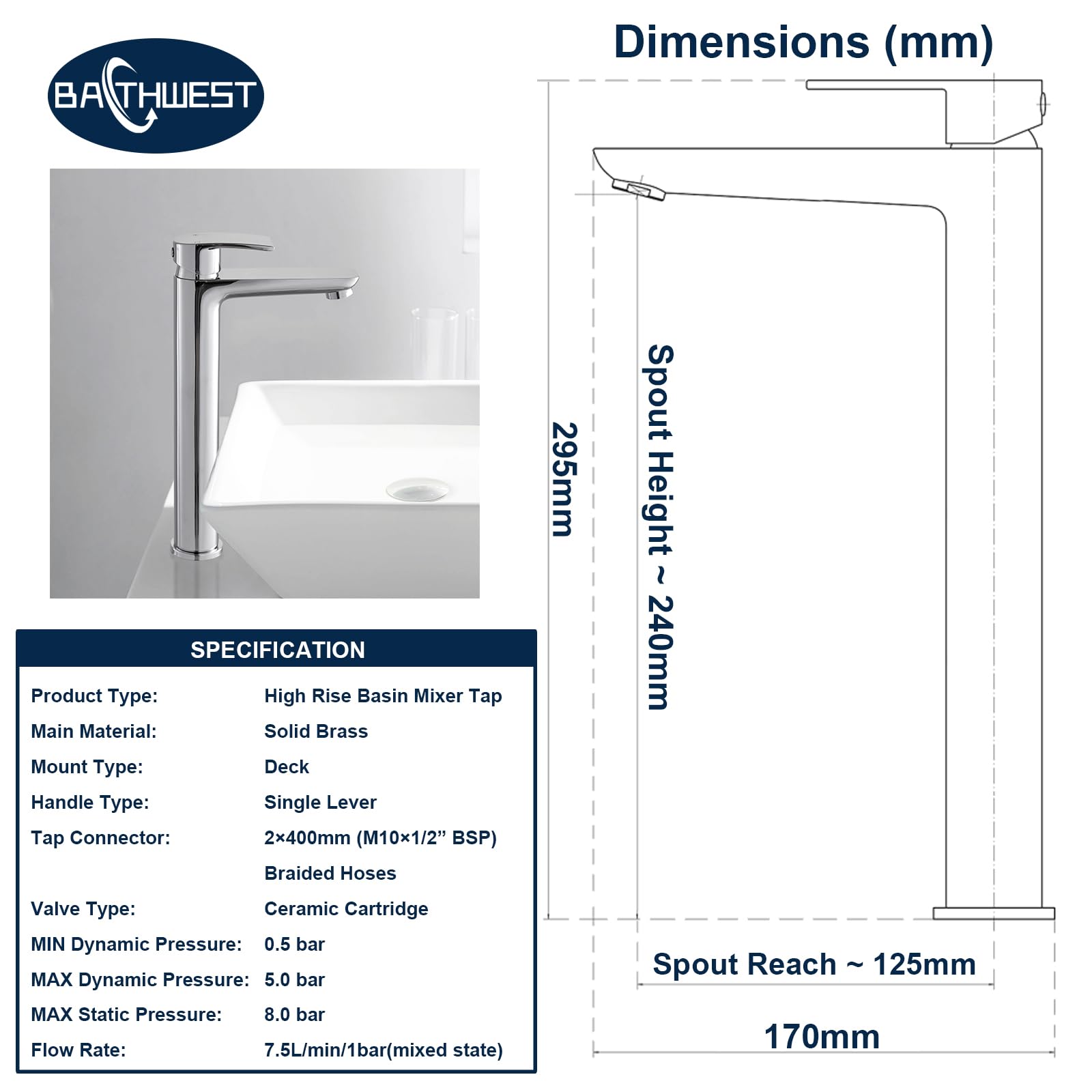 922L - Rubinetti miscelatore per lavabo, monoblocco moderno, in ottone cromato