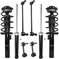 Vista 180 de Detroit Axle - Kit de puntales delanteros para Ford 2000-2004 Focus 2 puntales con muelle helicoidal 2 brazos de control inferiores con rótulas 2001