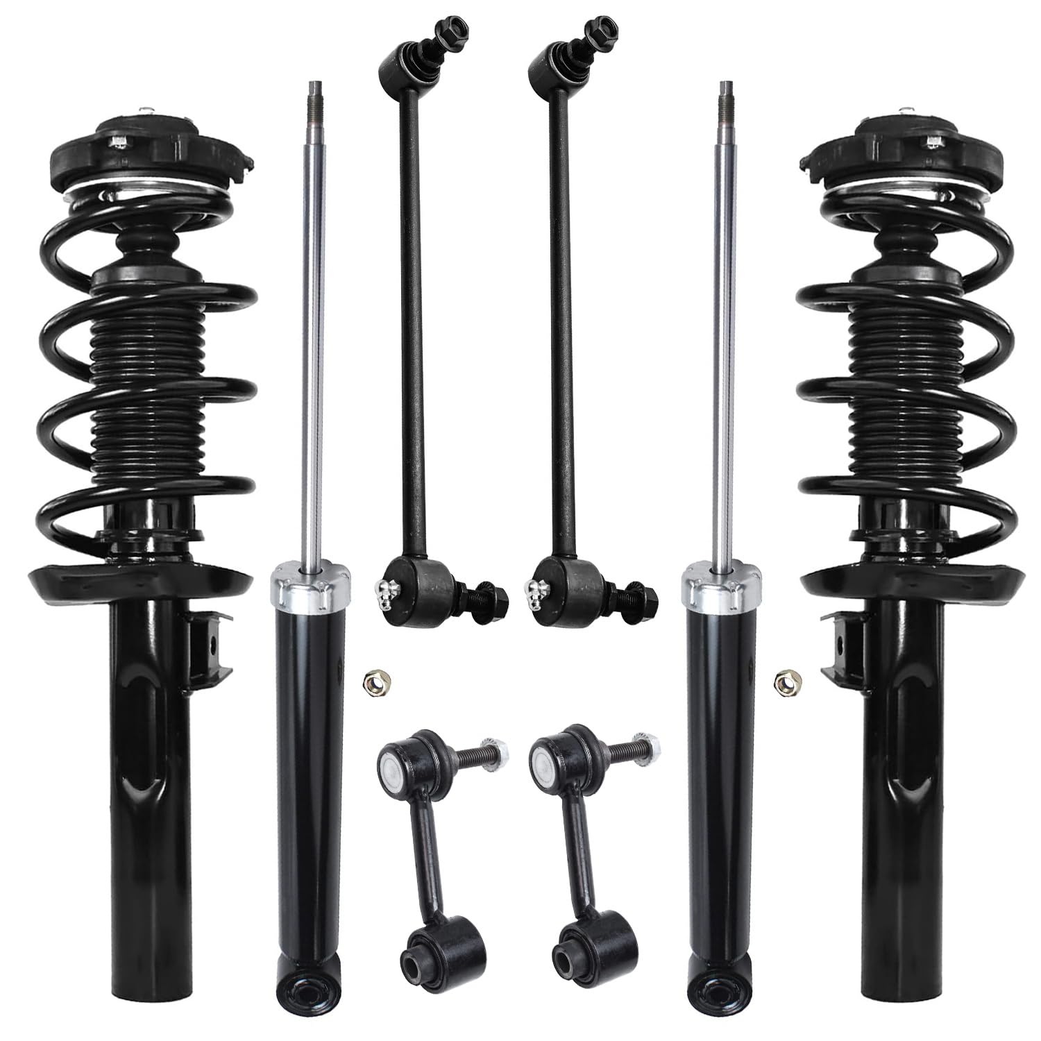 Detroit Axle - 8pc Struts Shocks Kit for 2010-2014 Volkswagen Golf 2005-2010 2012-2014 Jetta, Complete Struts with Coil Spring Shock Absorbers Front Rear Sway Bar Links Replacement