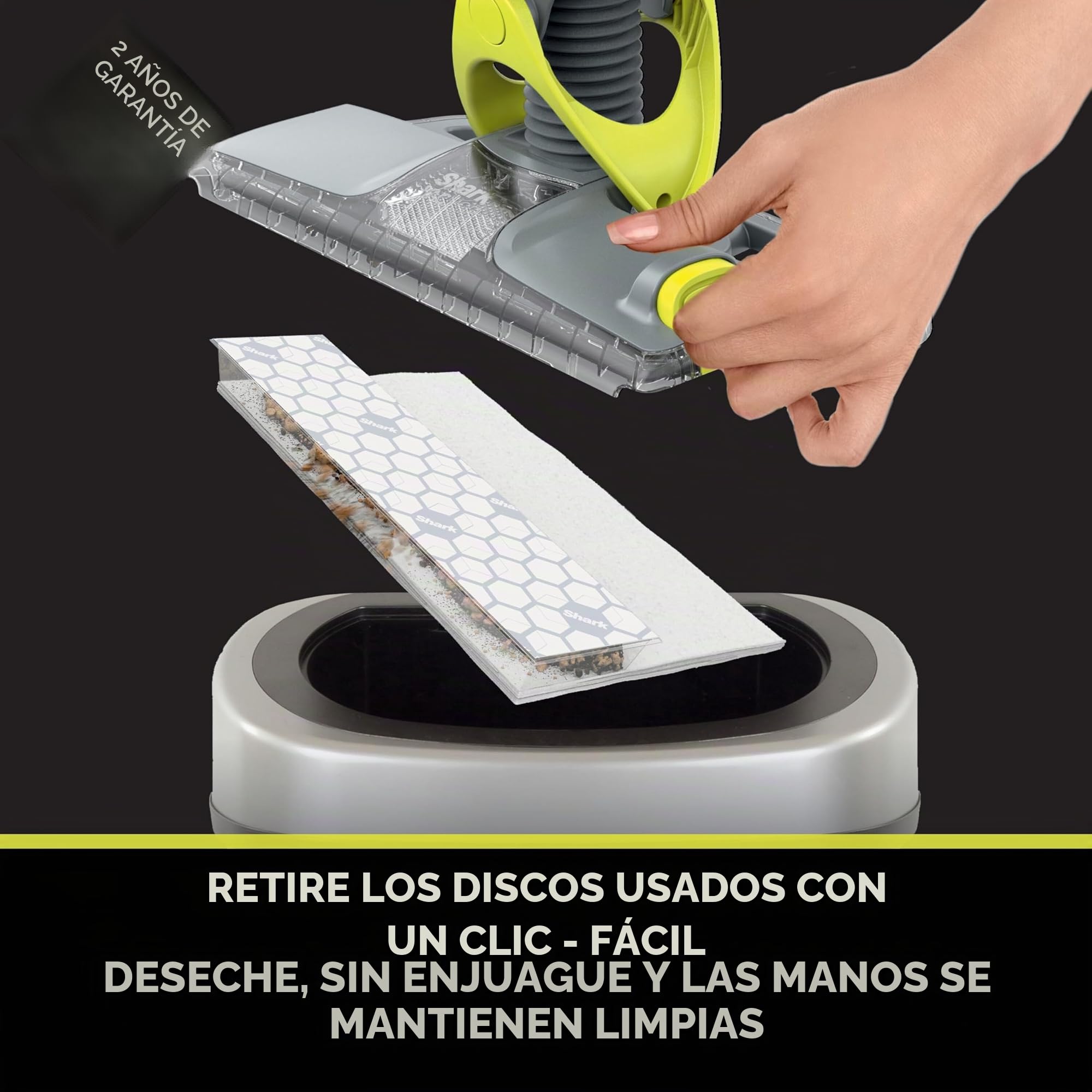 Shark VacMop 2 en 1, Aspiradora y Mopa sin Cable con Spray, Gris Antracita | Para Suelos Duros, 4 Almohadillas Desechables, Solución de Limpieza de 355 Ml, Ligera 1,5 Kg, sin Mantenimiento, VM200EU