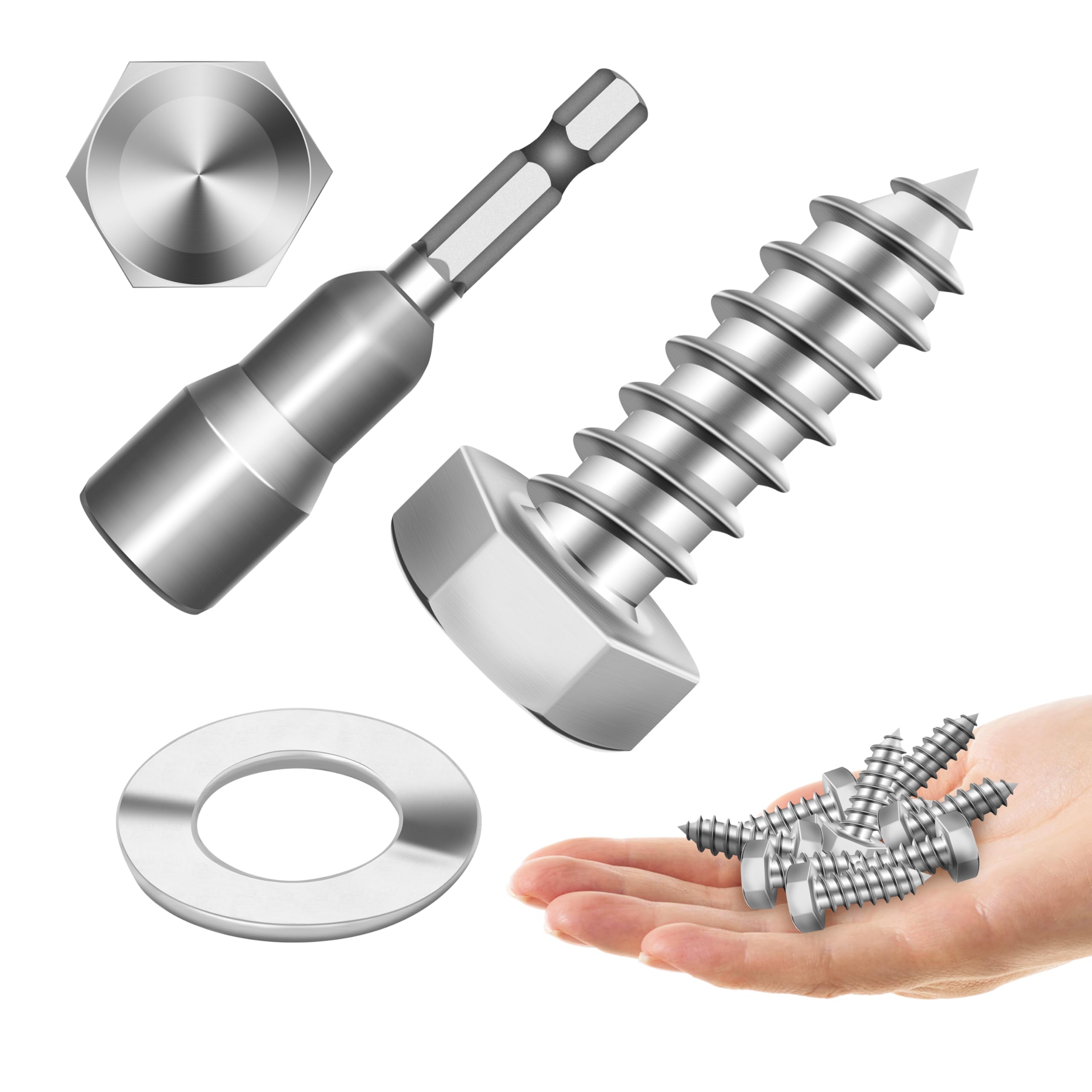 Stainless Steel Lag Screws - 12 Sets 5/16" Hex Head -22 Stainless Steel Lag Screws - 12 Sets 5/16" Hex Head -22