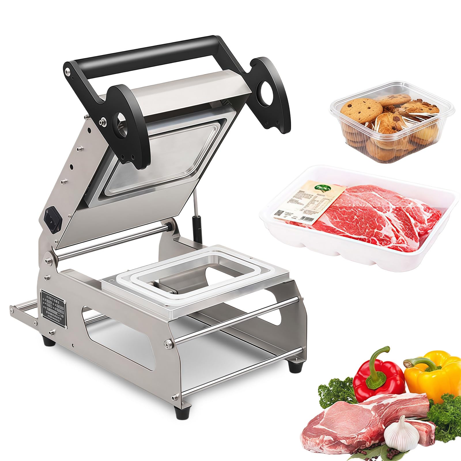 BANGBANGJI Macchina Sigillatrice Termica Commerciale per Vassoi Alimentari, Sigillatrice Manuale, 7~8 Volte/Minuto, Larghezza Film 180mm, per Ristoranti PalletSize14×14cm