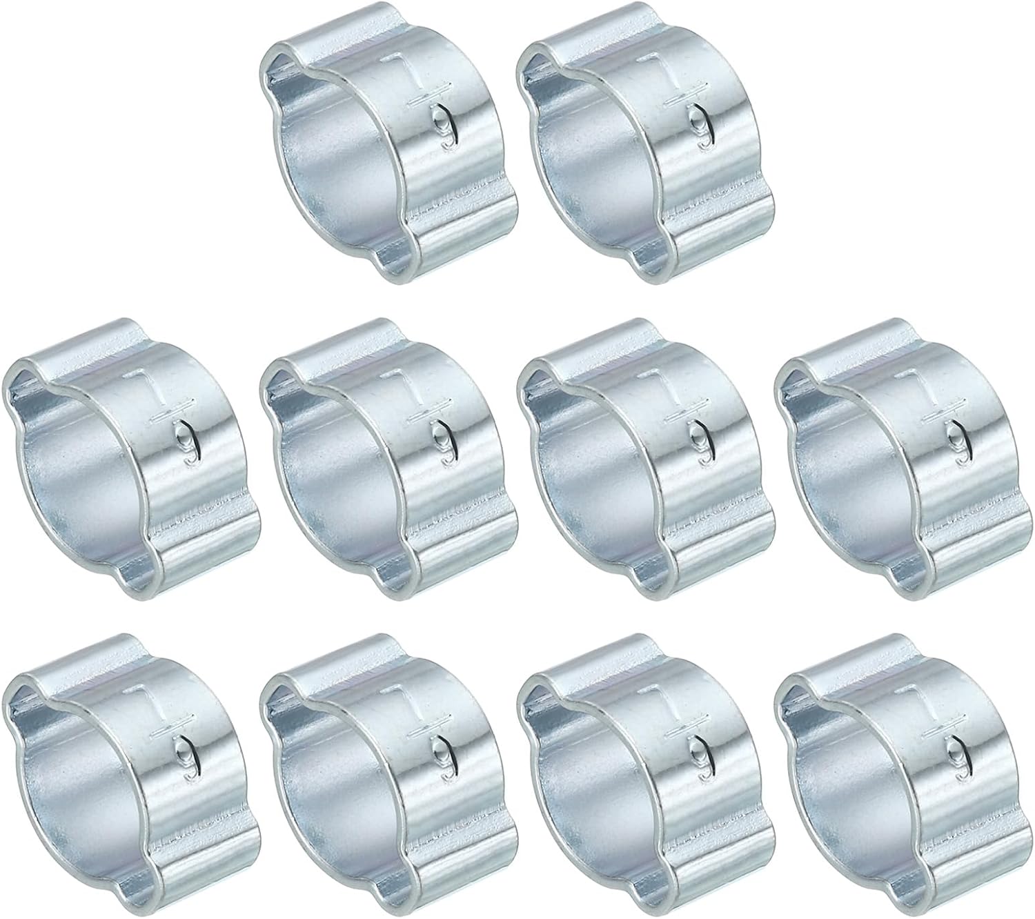 PATIKIL 30 Pack 7-9mm Double Ear Hose Clamp, Galvanized Steel Crimp Rings for Tubing Pipe Fitting Connections, Silver Tone