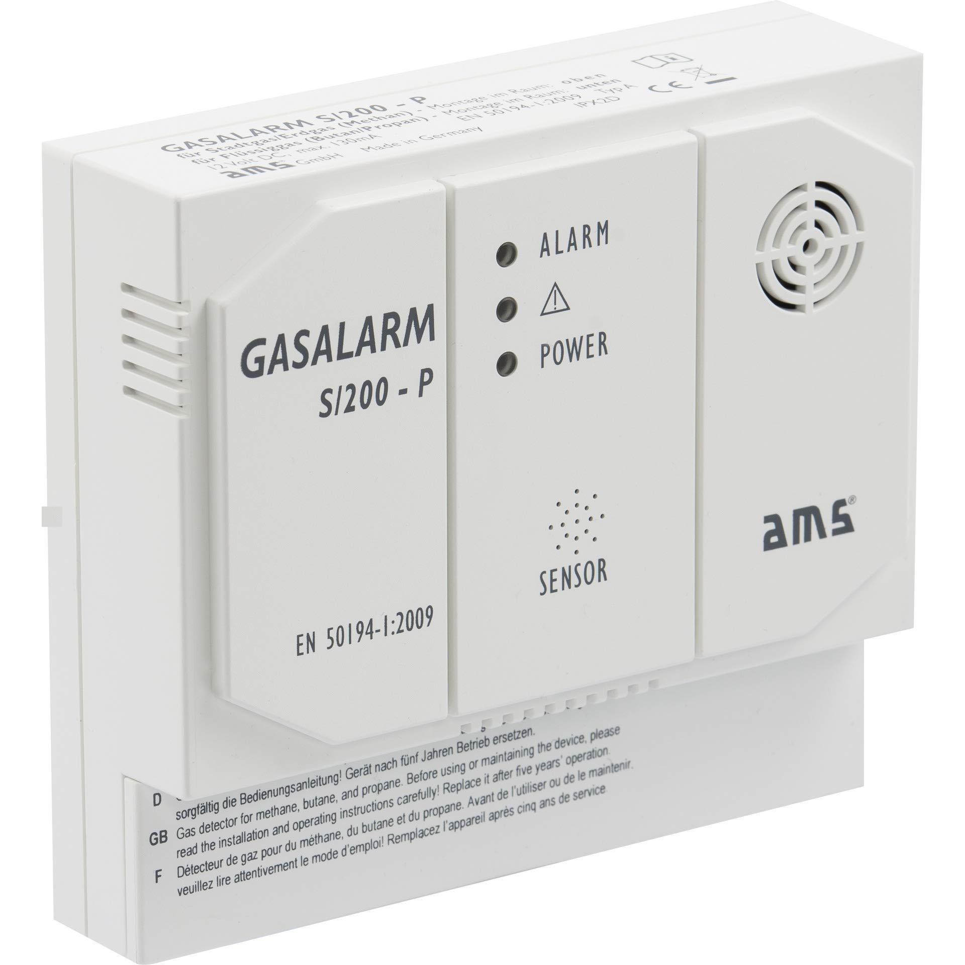 Gasmelder Erdgas+Flüssiggas Gasalarm S/200-P 230 Volt AMS - mit Schaltausgang