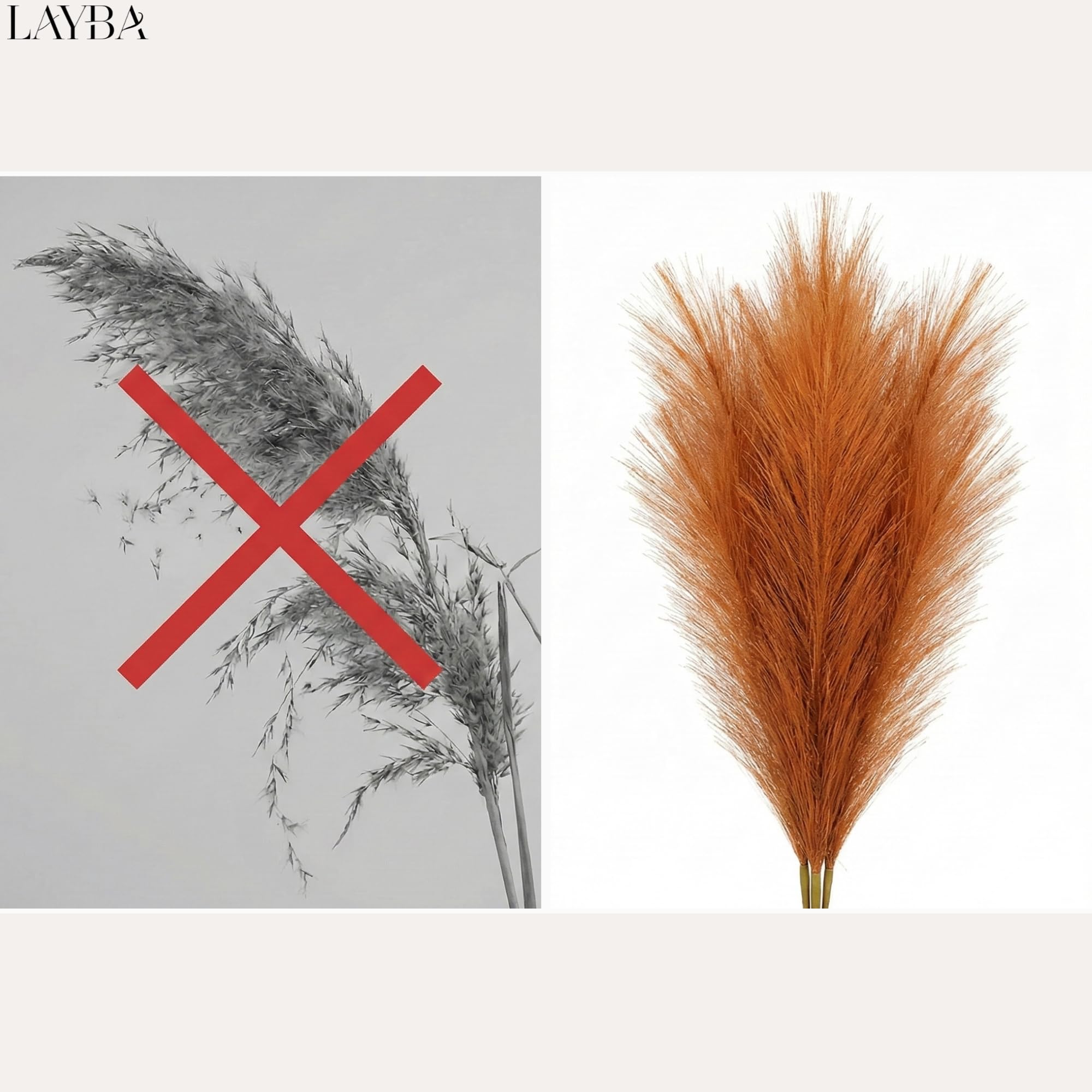 Herbe de la pampa - Lot de 3 herbes de la pampa artificielles - Doré/orange - Boho Chic XXL - 100 cm - Marron - Idéal pour la décoration de mariage, le salon et la chambre à coucher - Grande herbe