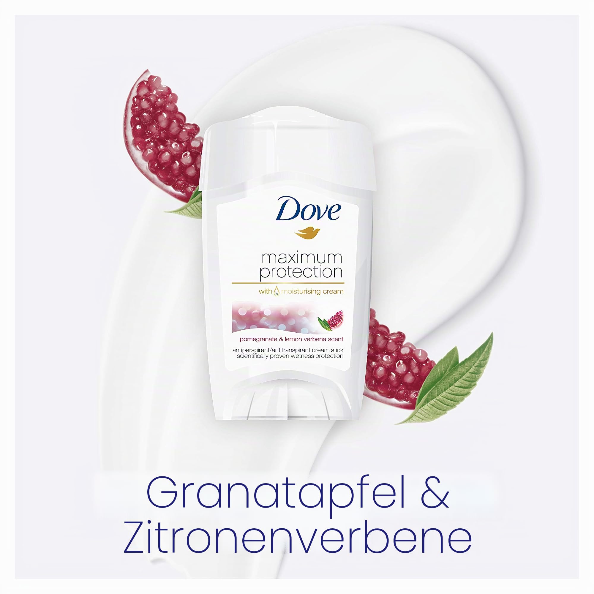 Dove Maximum Protection Go, anti-perspirant Deodorant-Creme, frischer Granatapfel- und Zitronenverbene-Duft, 45 ml - 3er Pack