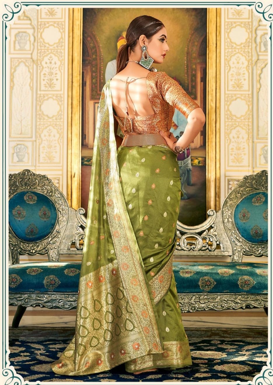 Dhruvi Trendz Women's Jacquard Cotton Silk Saree (Dt-S2331_Green)