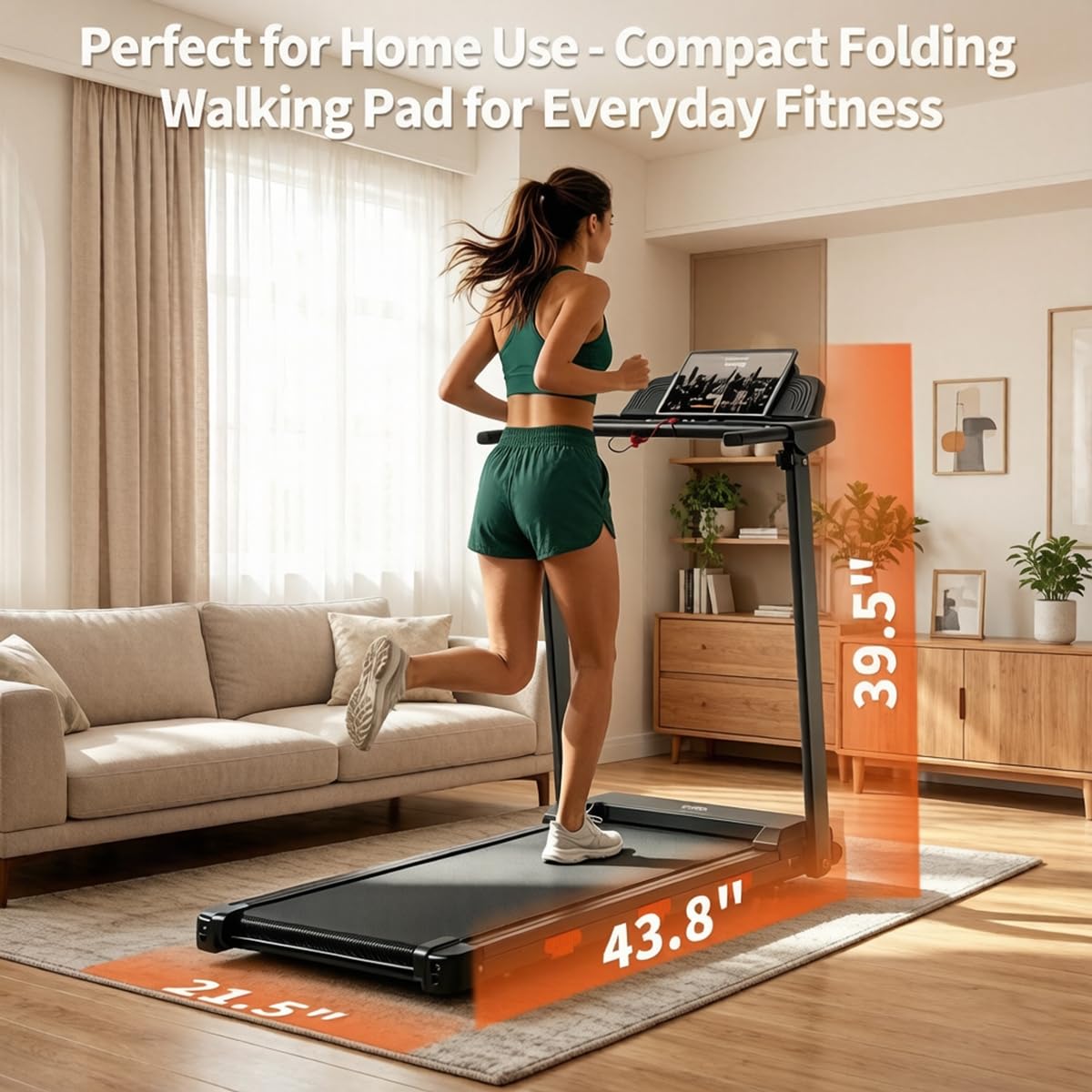 M&Catree Tapis Roulant Pieghevole per Casa, Tapis Roulant Elettrico da Scrivania con Inclinazione 15%, 12km/h, Display LED, Motore Silenzioso 3.0HP, Portata 159 kg