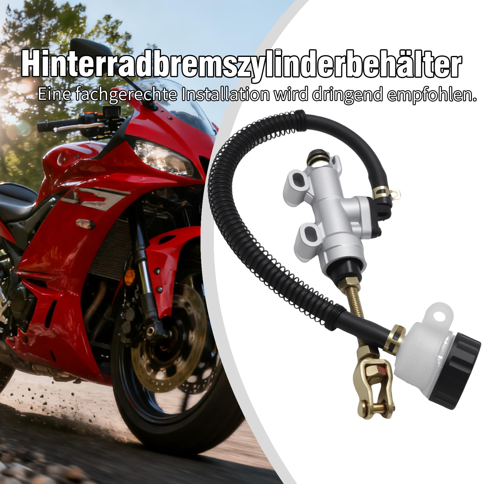 Reservoir für Bremspumpe Hinten, Hinterradbremszylinder aus Aluminiumlegierung, universell einsetzbar für Motorräder Geländefahrzeuge ATVs，Suzukis Yamahas