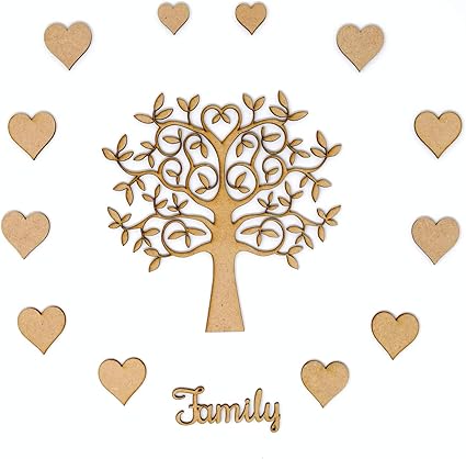 Family Tree Set Kit Mdf Tree 12 X Hearts And Family Wording Make Your Own Family Tree 15cm Amazon Co Uk Home Kitchen