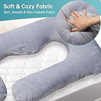 Vista 3 de Funda de repuesto para almohada de embarazo compatible con almohadas Momcozy, extraíble y lavable, funda de almohada suave en forma de U, protector