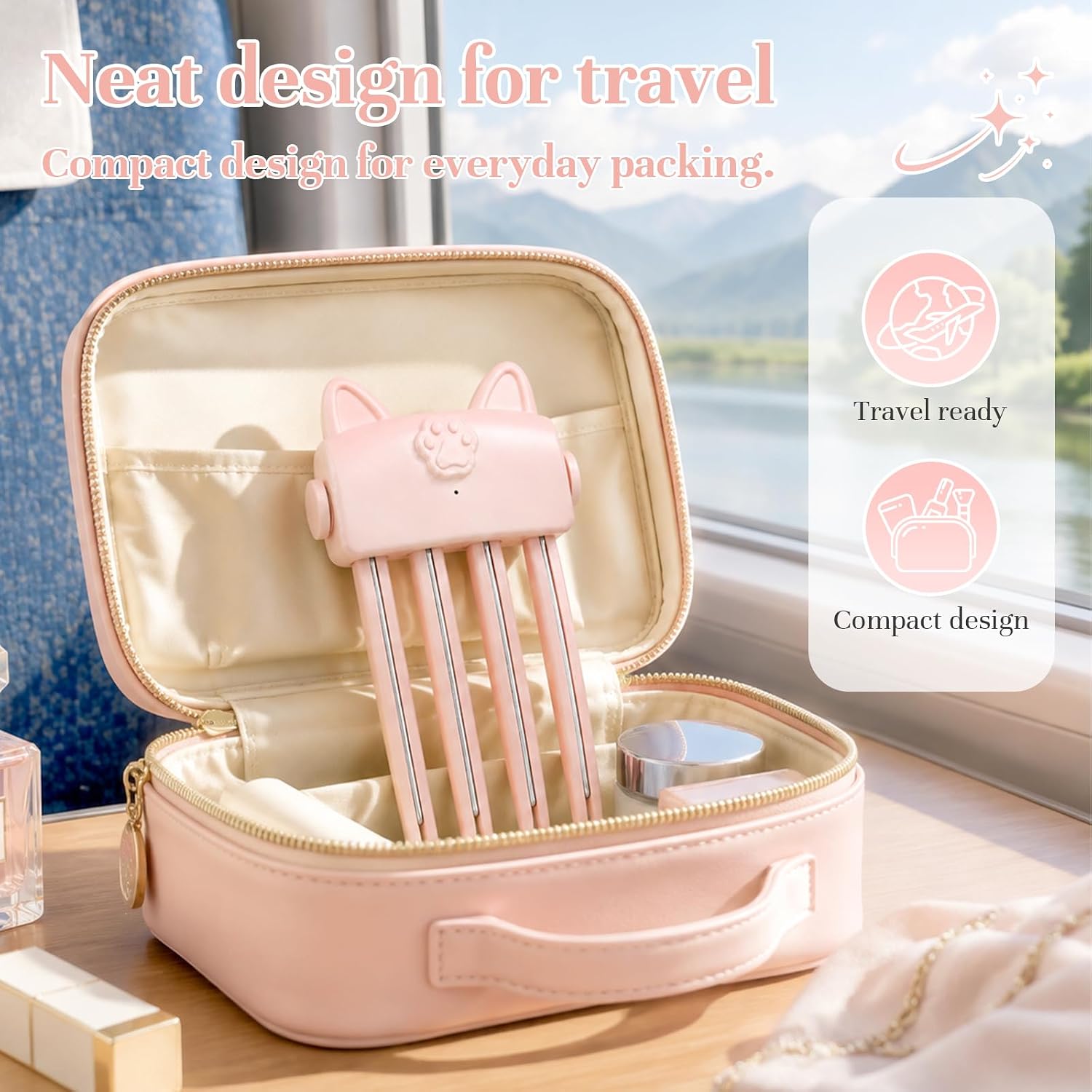 Heated Root Volumizer Hair Clip, Wireless Heated Volumizing Roots Lift Clips Volume Clips, Electric Roots Lifter Comb, 2 Temperature Control Portable Travel Bangs Tool for Women (Pink) image 5