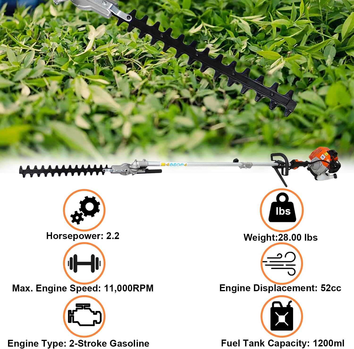 review 4 in 1 Multi-Functional Trimming Tool, Cordless Gas Petrol Hedge Trimmer Brush Cutter, 52CC 2-Cycle Full crank shaft Garden Tool System with Gas Pole Saw, Hedge Trimmer, Grass Trimmer and Brush Cutter