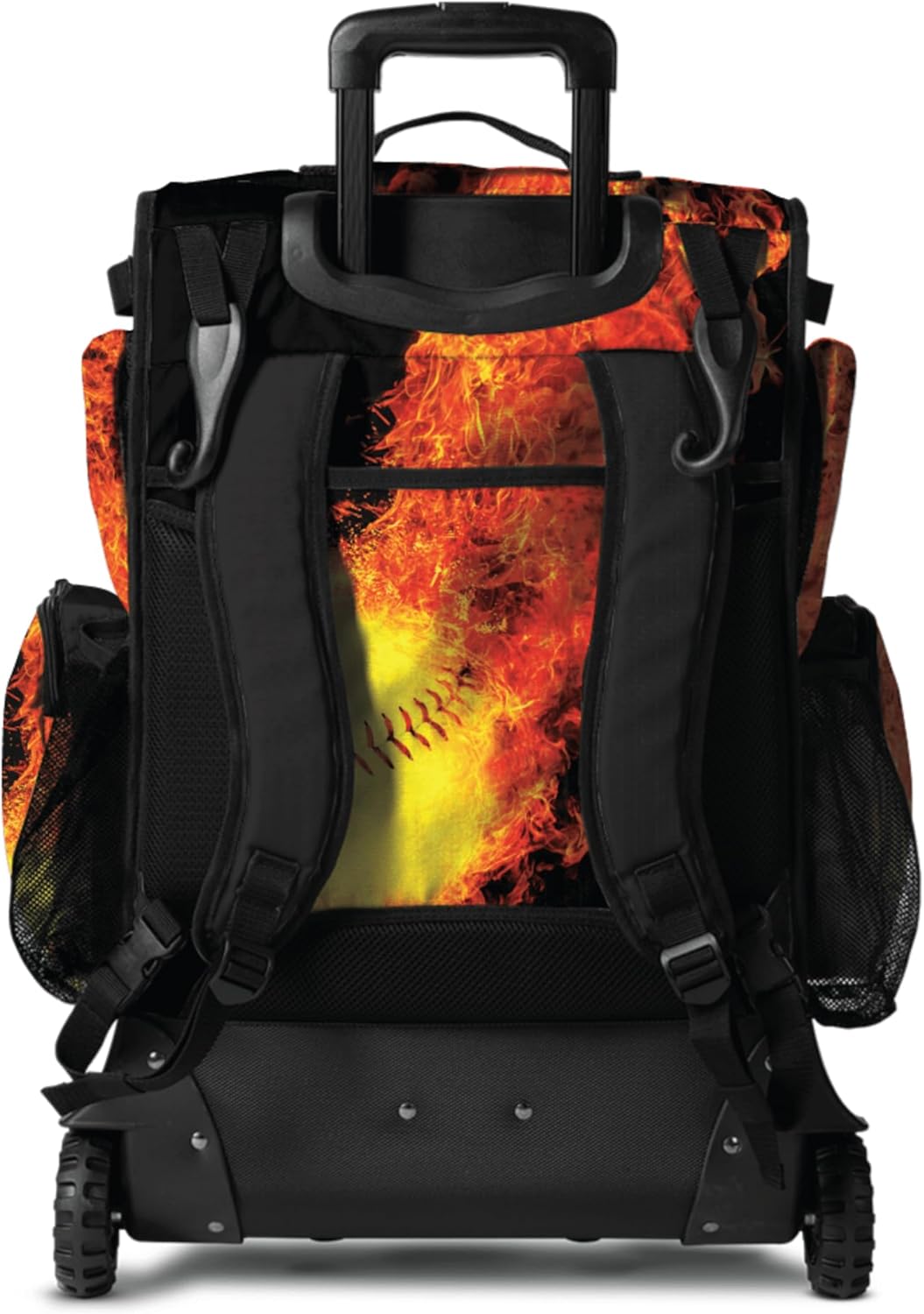 Boombah Ultrapack Hybrid Rolling Bat Bag - Wheeled & Backpack Version - Softball Flame Thrower Black/Orange