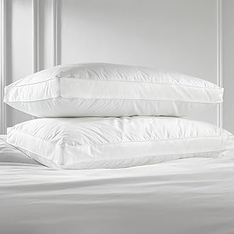 Snuggledown Hotel Collection Back Sleeper Pillows 2 Pack - Supportive & Breathable Boxed Pillow for Back Sleepers | Cotton Cover, UK-Made, Non-Allergenic, Machine Washable (43 x 69cm)