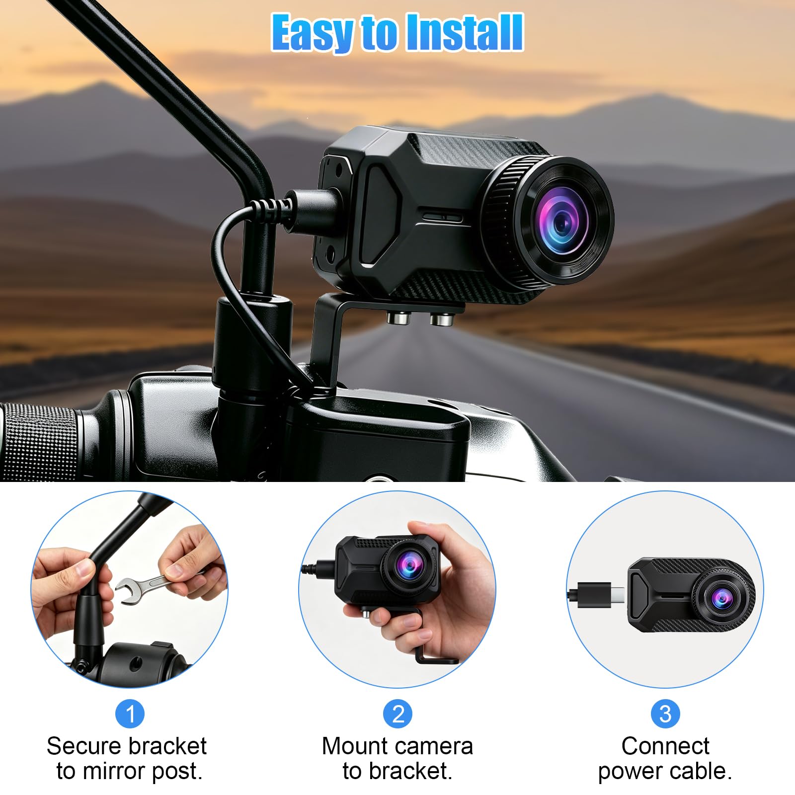 OBEST Mini Dashcam para Moto 1080P Cámara, Gran Angular de 120°-150°, IP67