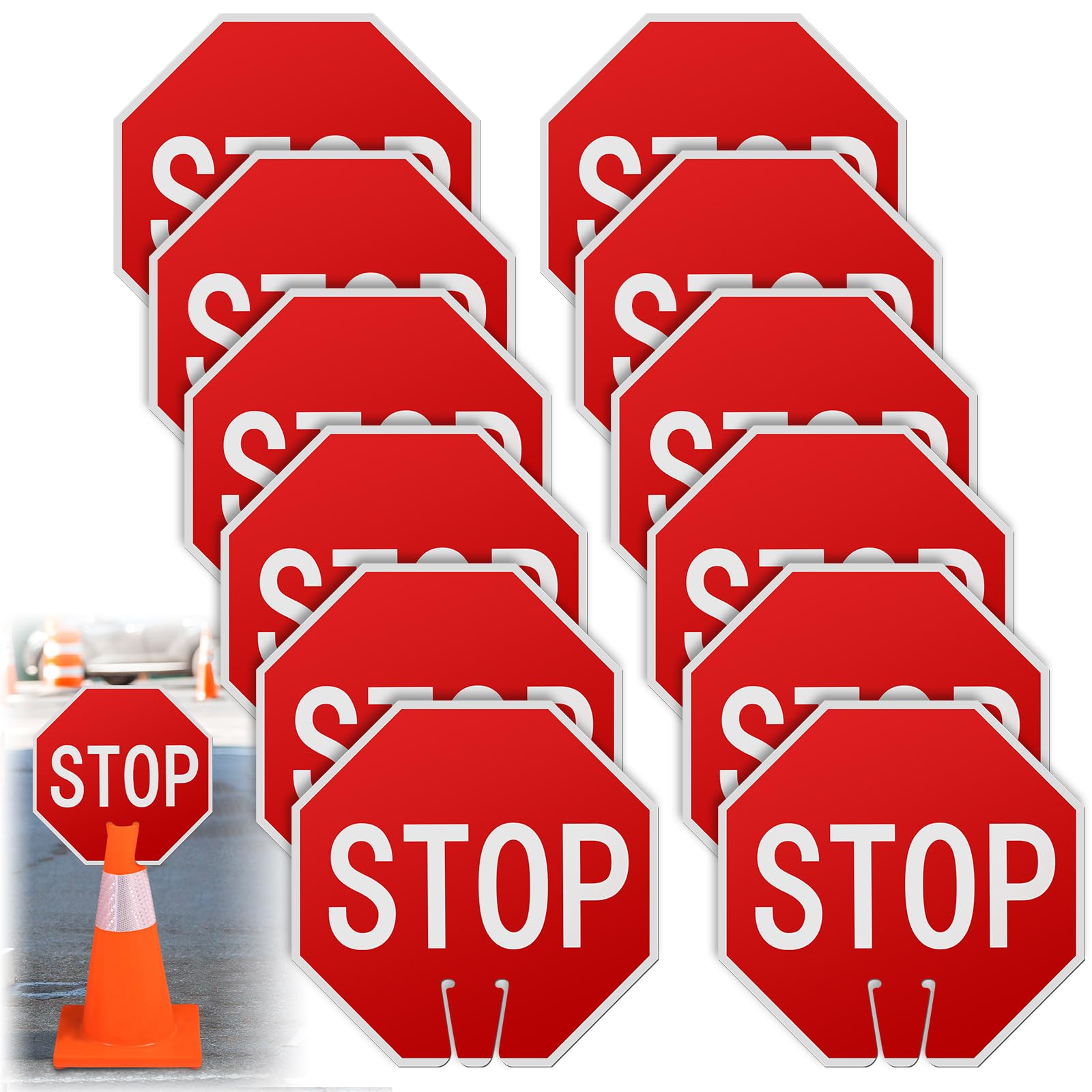 Geetery 3 Pcs Stop Sign 12x12", Durable PVC Traffic Warning for Cone — Amazon image 11
