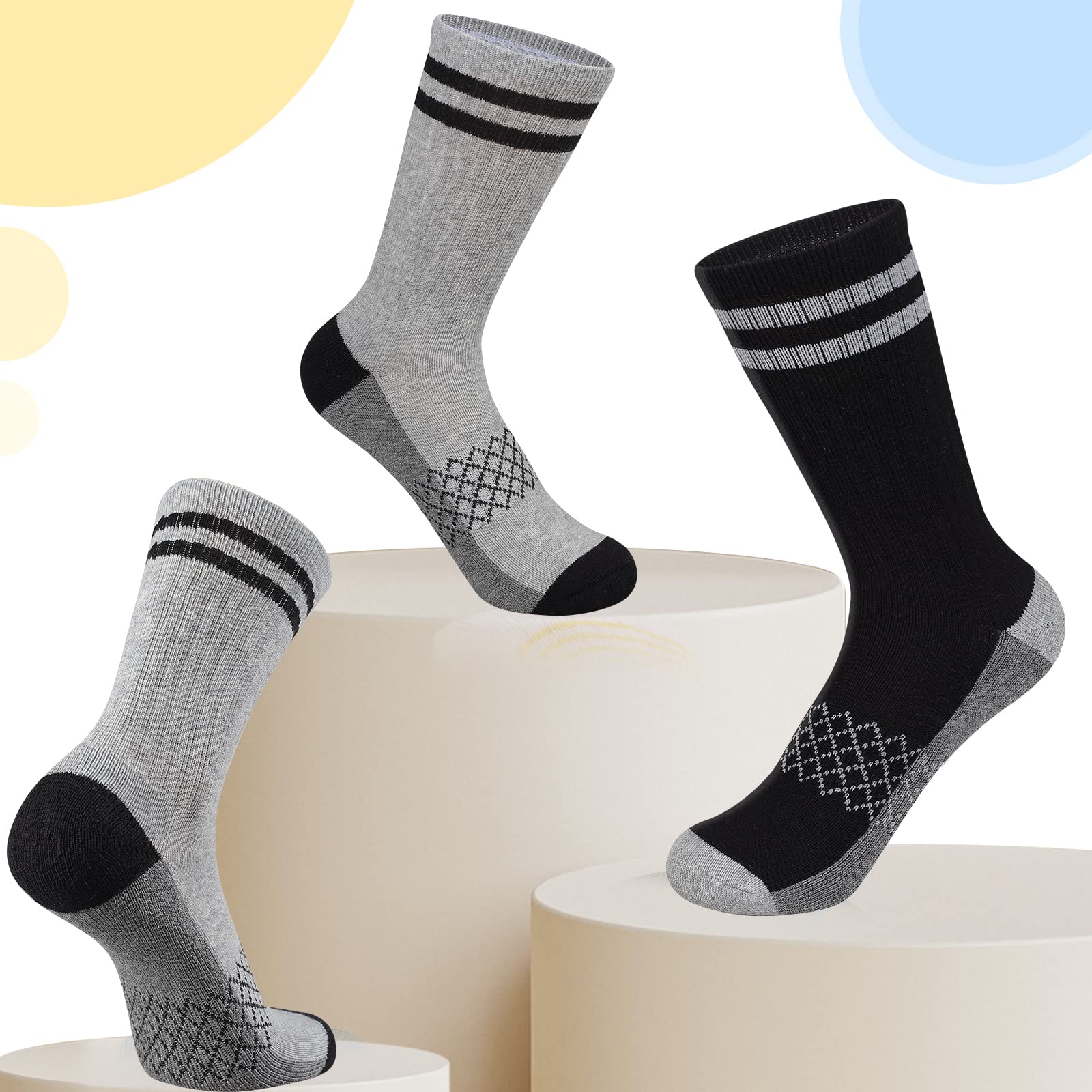 Comfoex 10 pares de calcetines deportivos para niños de 4-6, 6-8, 8-10 años, calcetines largos de pantorrilla para niños, calcetines de algodón medio acolchados