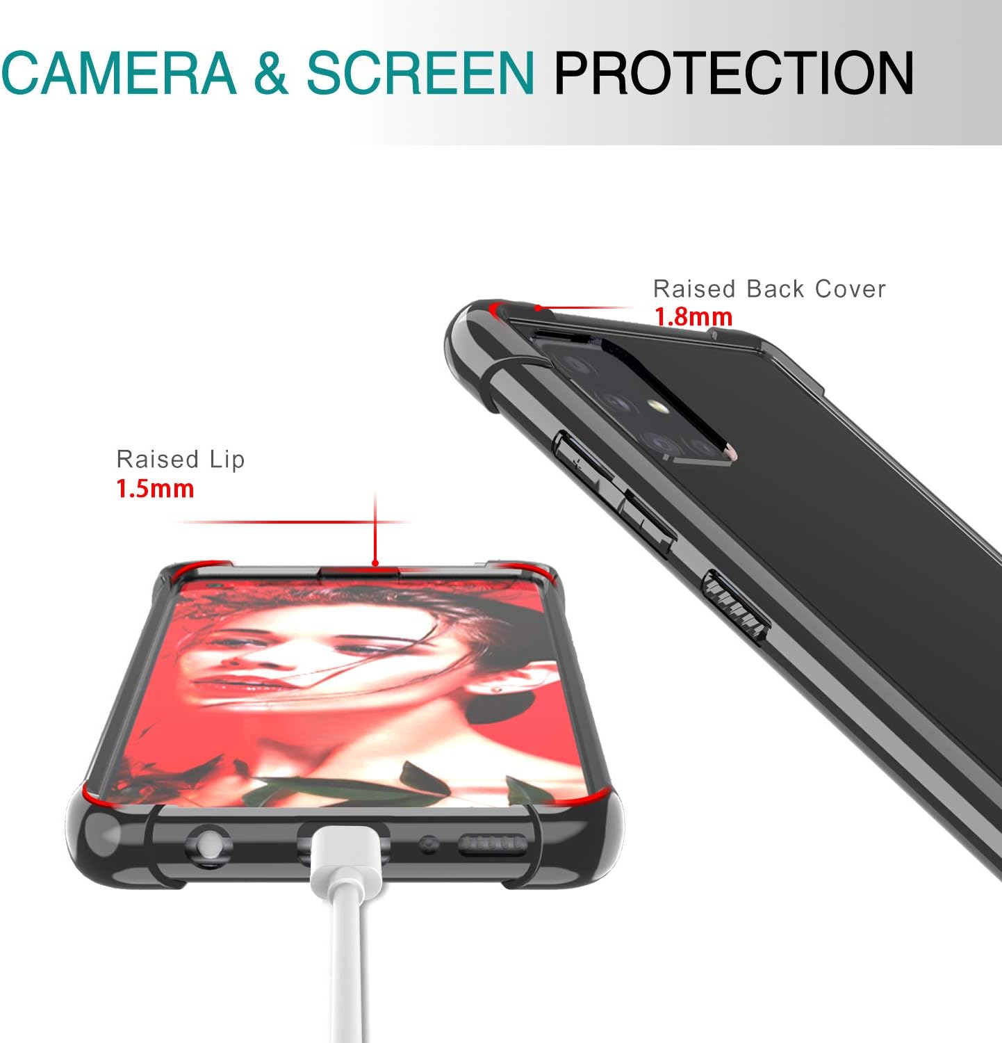 LeYi Compatible with Samsung A71 5G Case (Not Fit A71 4G), Samsung Galaxy A71 5G Case with Glass Screen Protector [2 Pack], Shockproof Crystal Clear Hard PC Phone Cases for Galaxy A71 5G, Black
