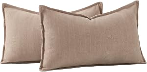 MADIZZ Textured Chenille Throw Pillow Covers Set of 2 Super Soft Decorative Pillow Covers Boho Cushion Covers Modern Farmhouse Home Decor for Sofa Bedroom 12x20 inch Camel