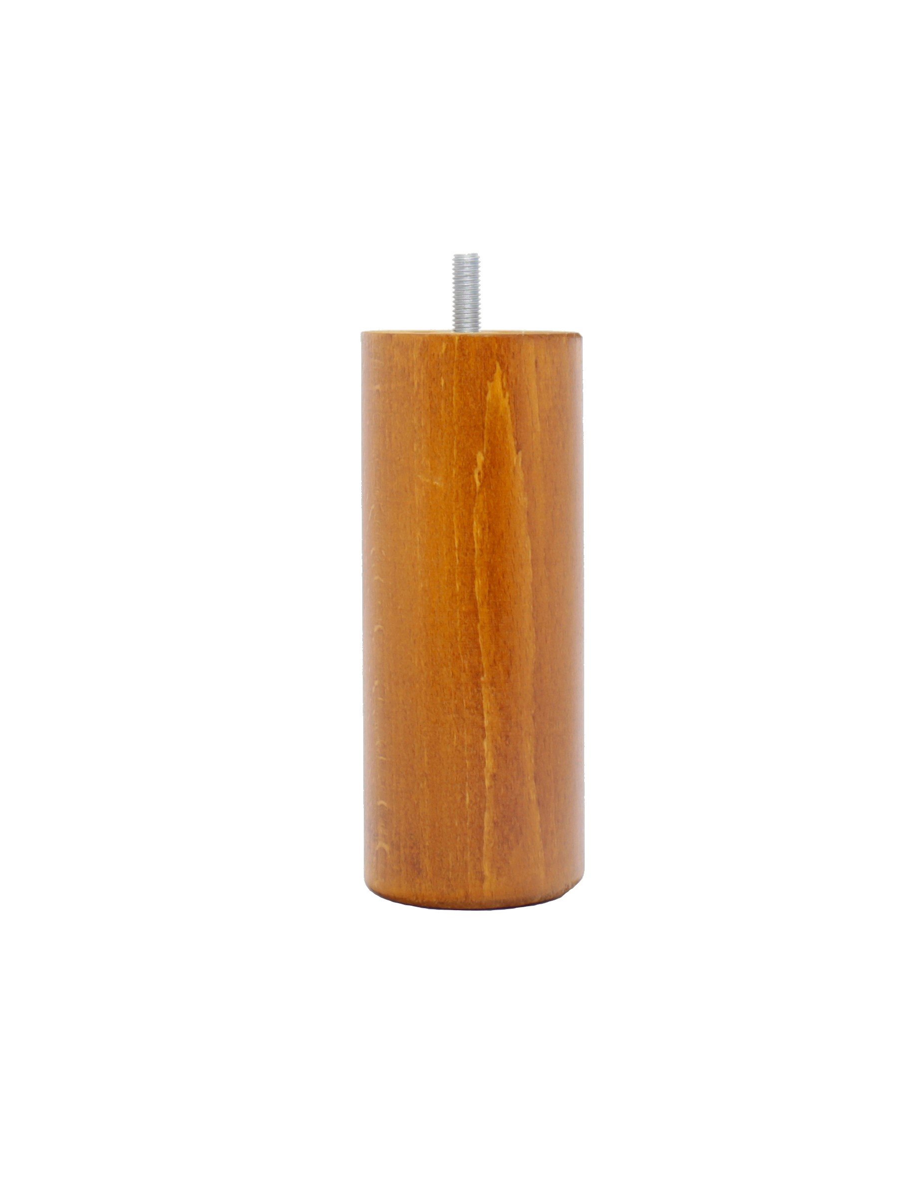 La Fabrique de Pieds – Set of 4 Wooden Bed Legs, Cylinder, Wood, Teinte Merisier, 15 x 6 x 6 cm