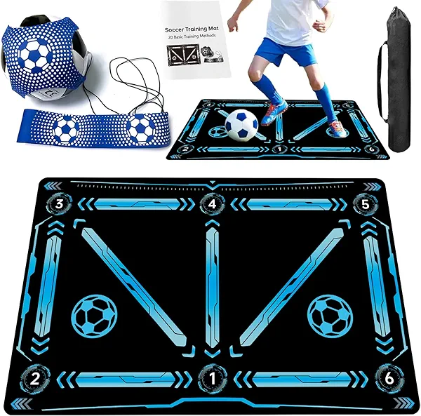 Soccer Training Equipment,Soccer Training Mat Improve Strength,Agility and Coordination,Anti-Slip Silent Absorption Soccer Footwork Training Mat