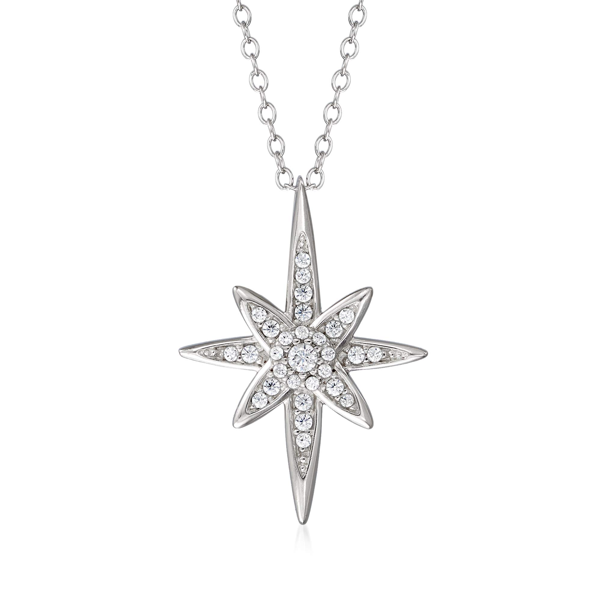 Ross-Simons0.33 ct. t.w. CZ North Star Pendant Necklace in Sterling Silver