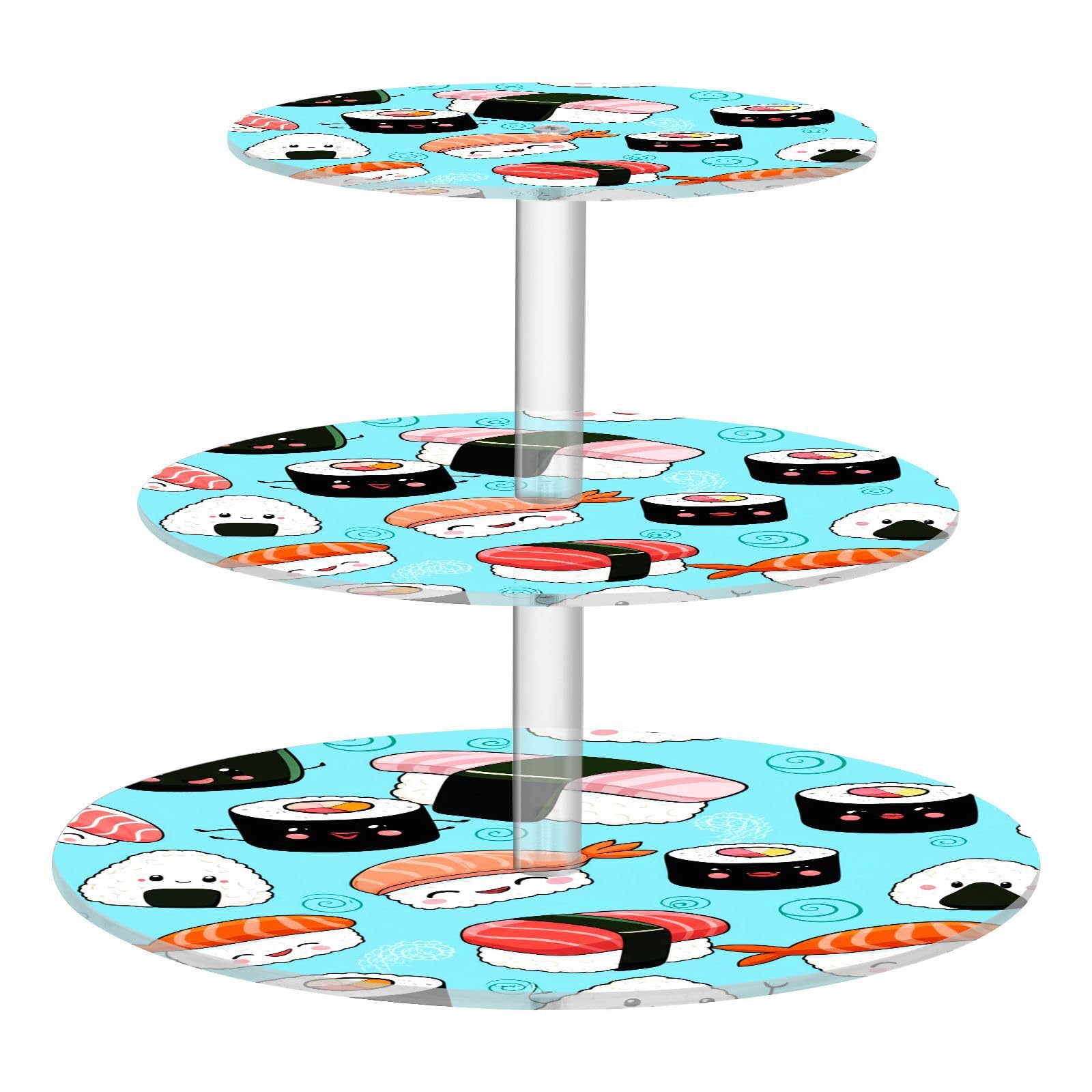 Nander 3 Tier Cupcake Stand,Cute Sushi Large Cupcake Tower Display, Round Cupcake Holder, Acrylic Dessert Stand, Pastry Display Tree for Party, Wedding, Baby Shower