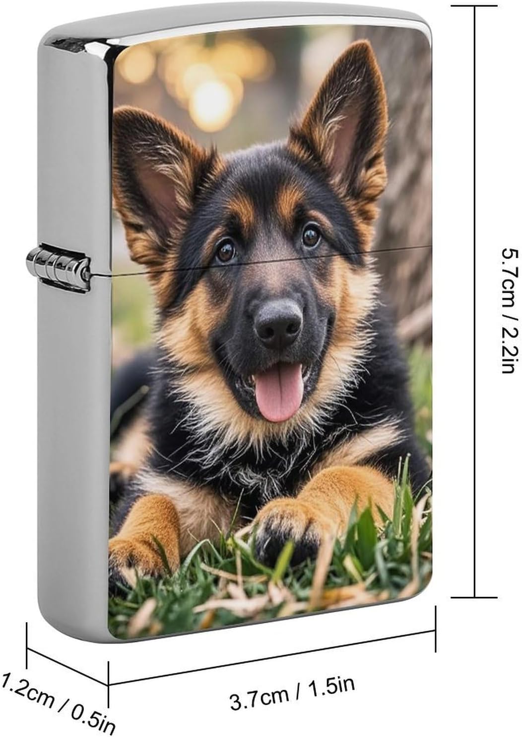 Metal Lighter Case Protective Cover, German Shepherd Puppy image 2