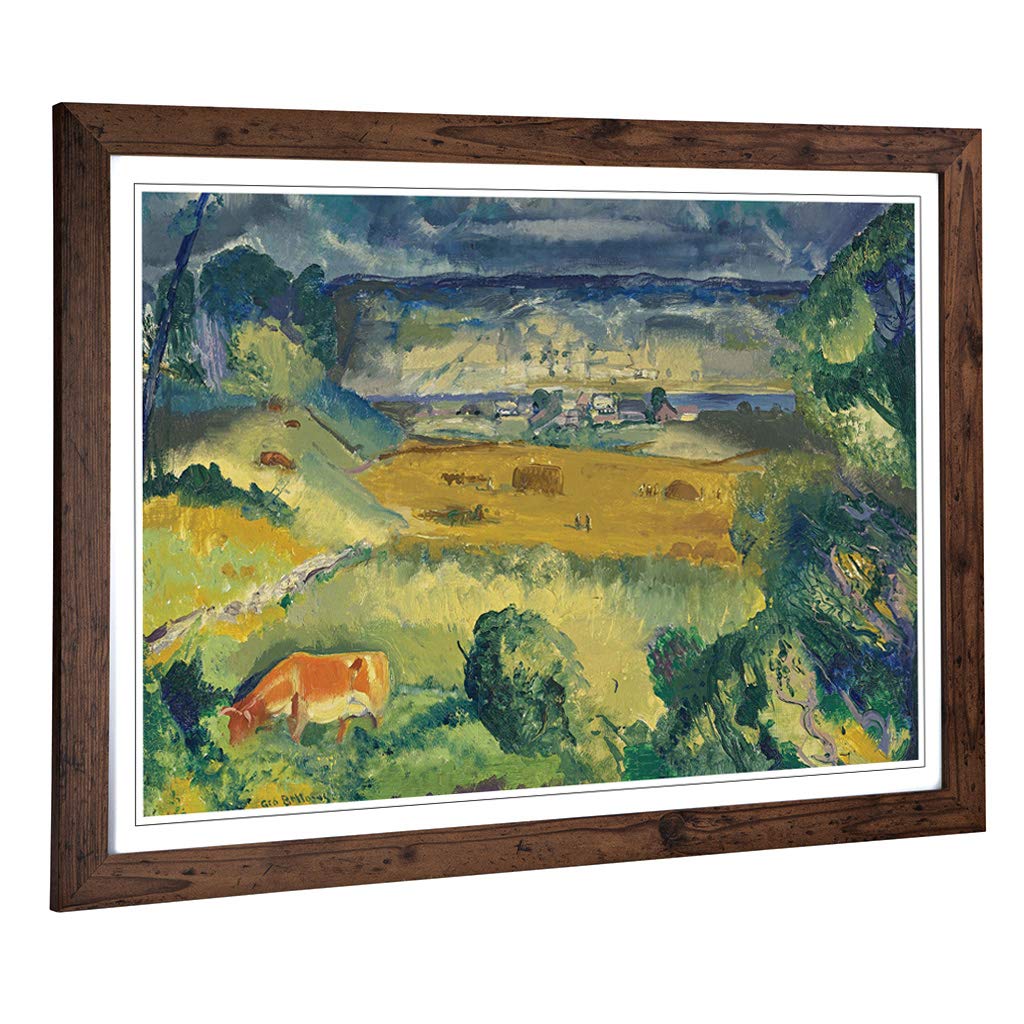 Big Box Art Framed Print of George Bellows Harvest Landscape Design | Wall Art Picture | Home Decor for Kitchen, Living Room, Bedroom, Hallway, Walnut, A2 / 24.5x18 Inch / 62x45cm