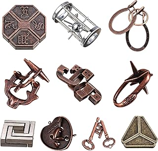 Comprar Rompecabezas de Bloqueo de Llave Gemela, Rompecabezas de Bloqueo de Metal clásico de 10 Piezas, de Teaser de Cerebro Tradicionales para los Juegos, desbloquear los Regalos de Juguetes de